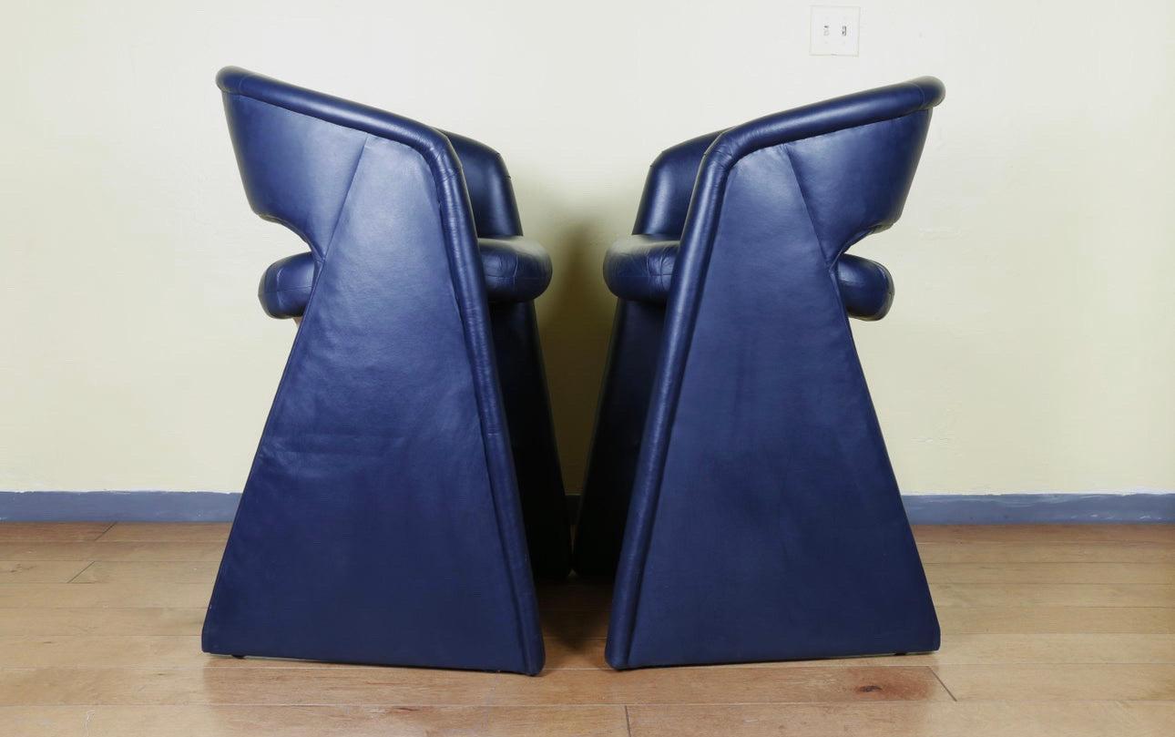 Late 20th Century Pair of Leather Bar Stools by Milo Baughman for Thayer Coggin Inc. For Sale