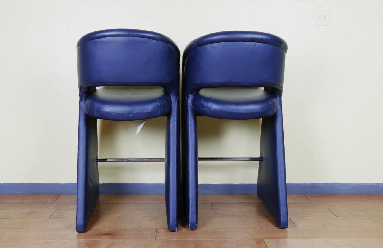 Pair of Leather Bar Stools by Milo Baughman for Thayer Coggin Inc. For Sale 2