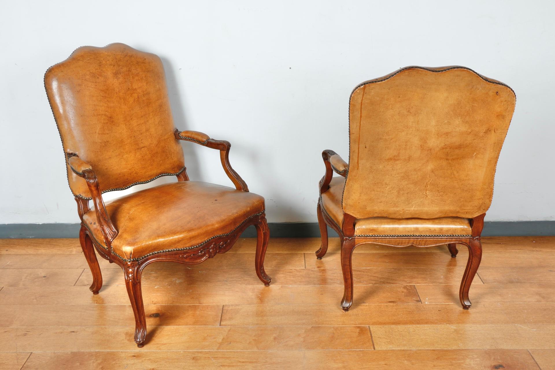 Pair of Leather Bergere Chairs For Sale 5