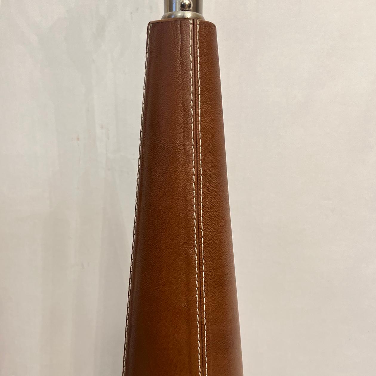 French Pair of Leather Bound Table Lamps For Sale