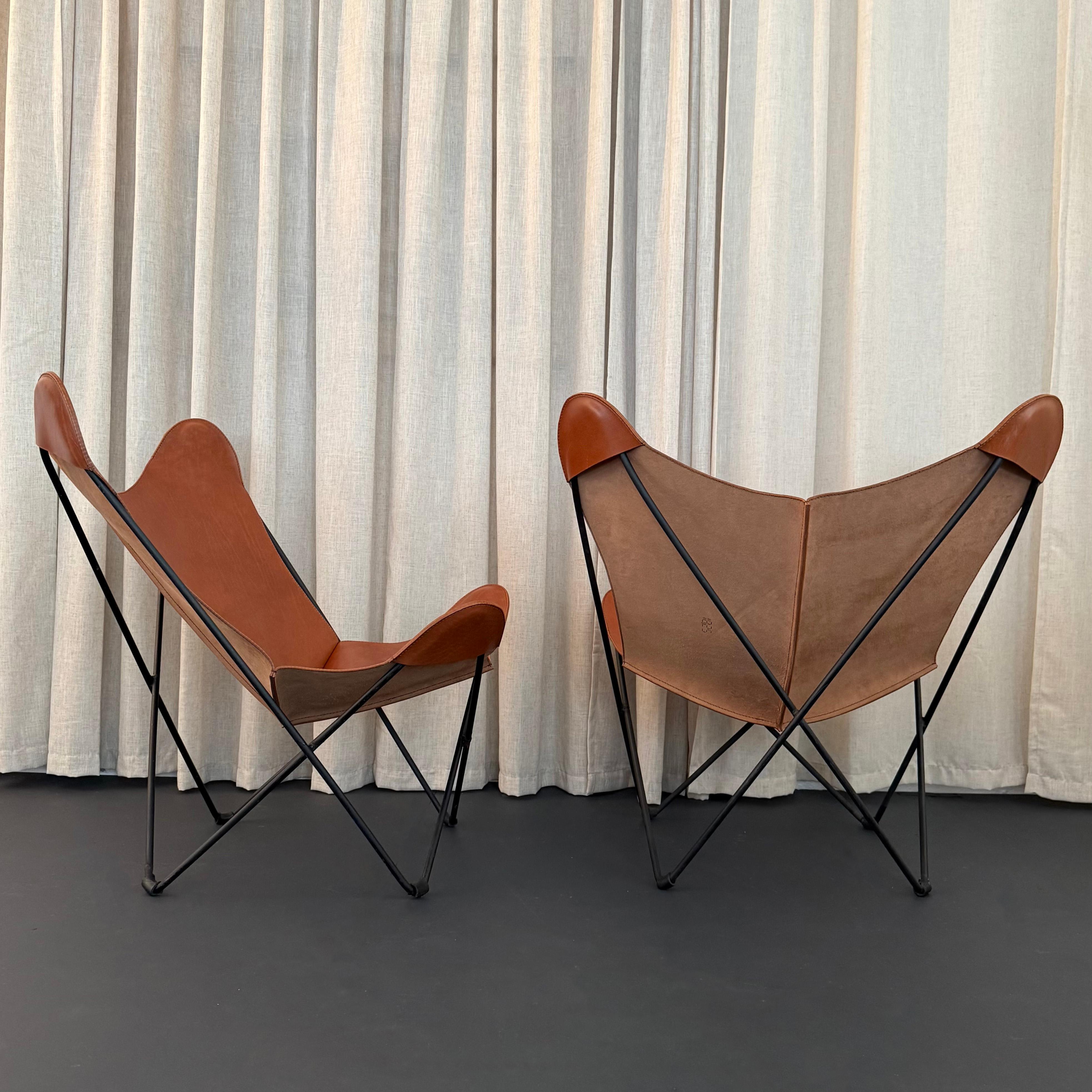 Paar Schmetterlingsstühle aus Leder von Jorge Ferrari-Hardoy für Knoll im Angebot 4