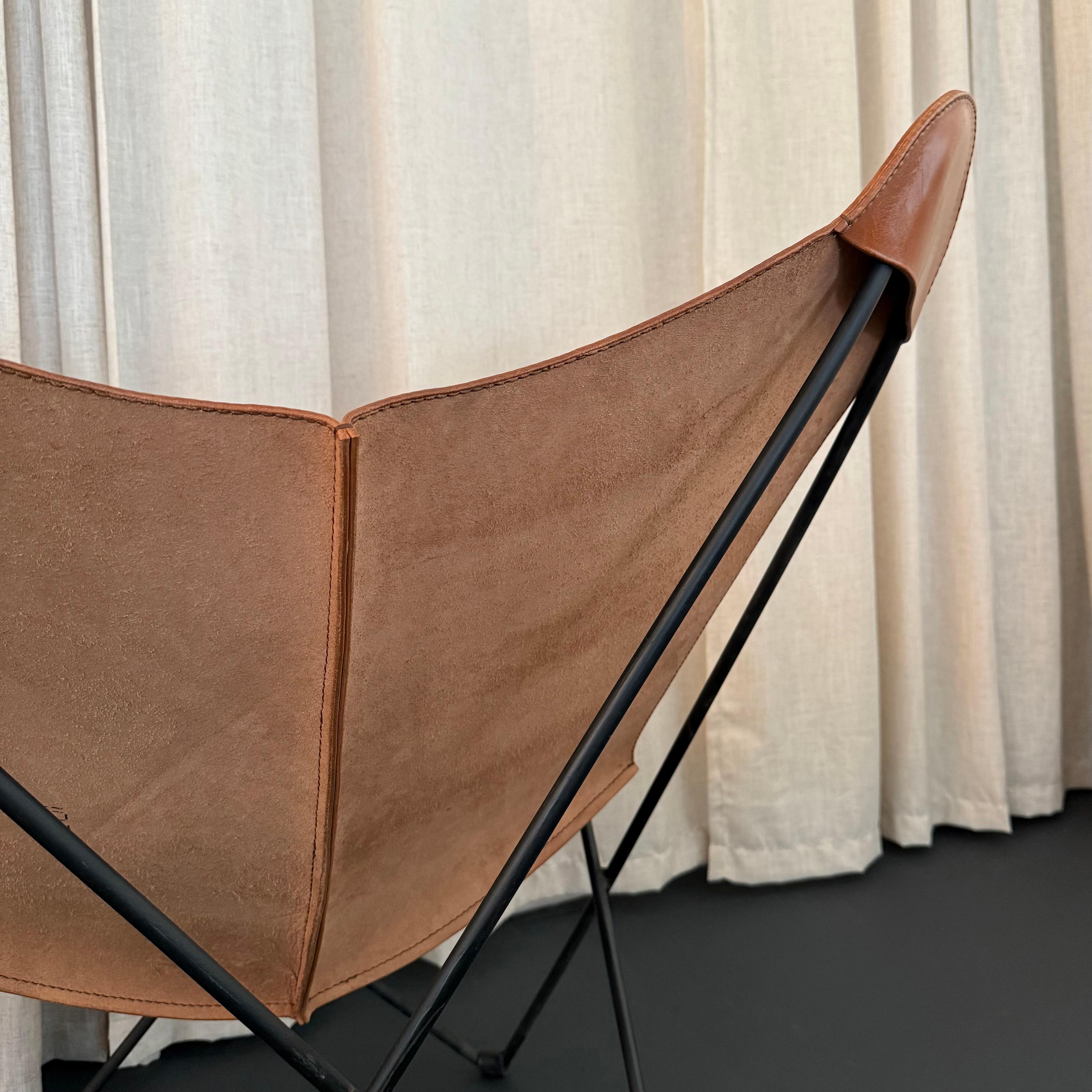 Paar Schmetterlingsstühle aus Leder von Jorge Ferrari-Hardoy für Knoll im Angebot 6
