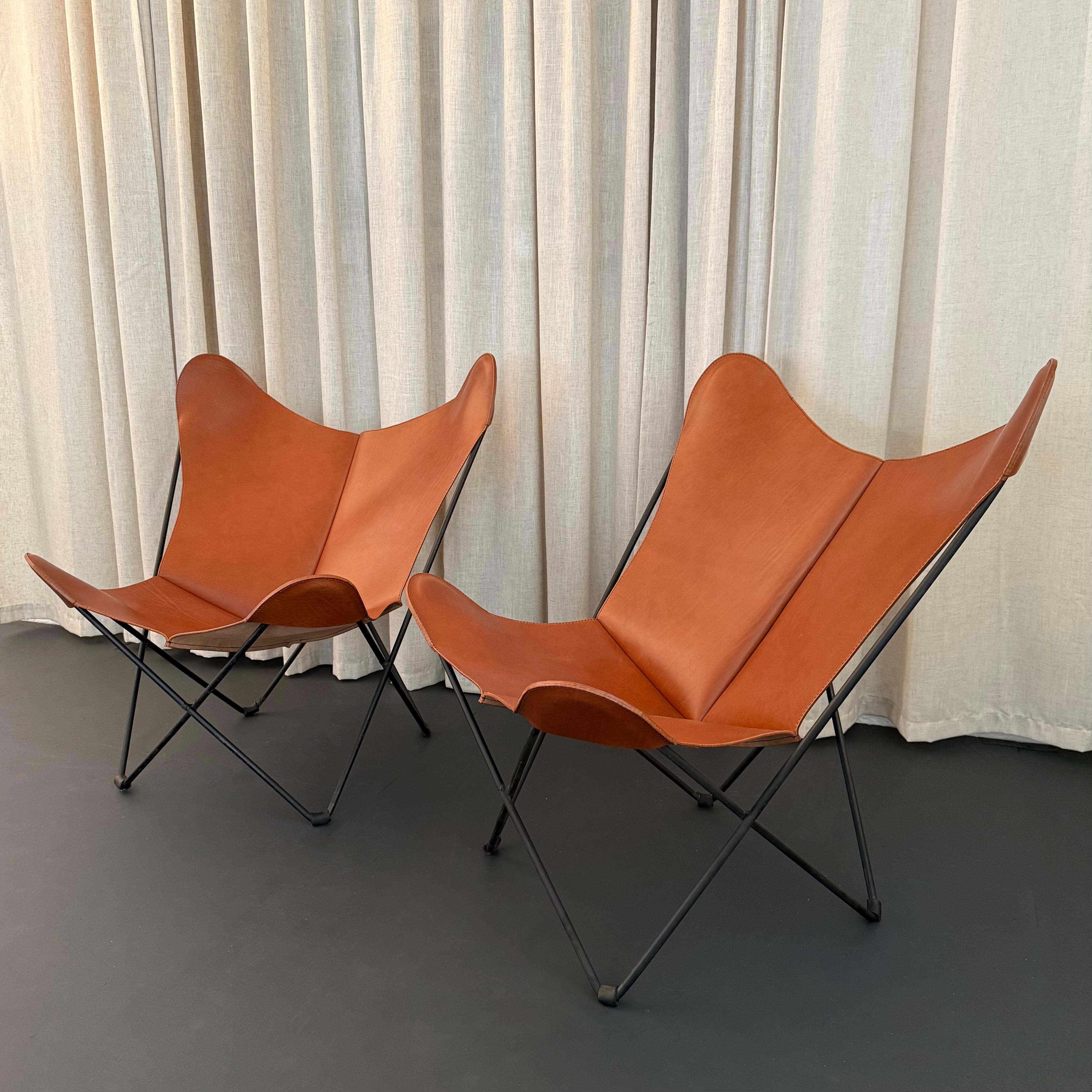 Paar Schmetterlingsstühle aus Leder von Jorge Ferrari-Hardoy für Knoll im Angebot 3