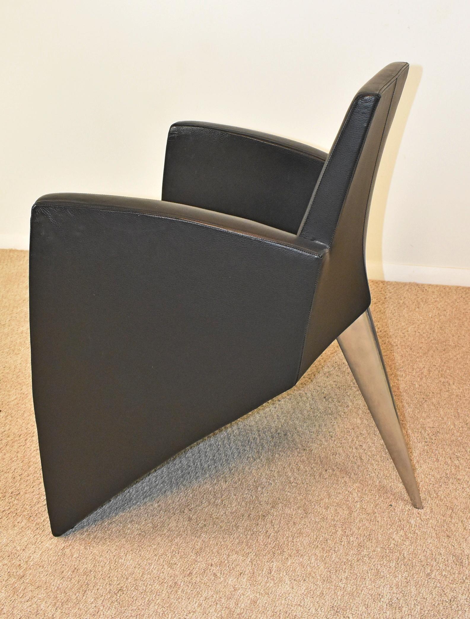 20th Century Pair of Leather Chairs by Philippe Starck for Aleph For Sale