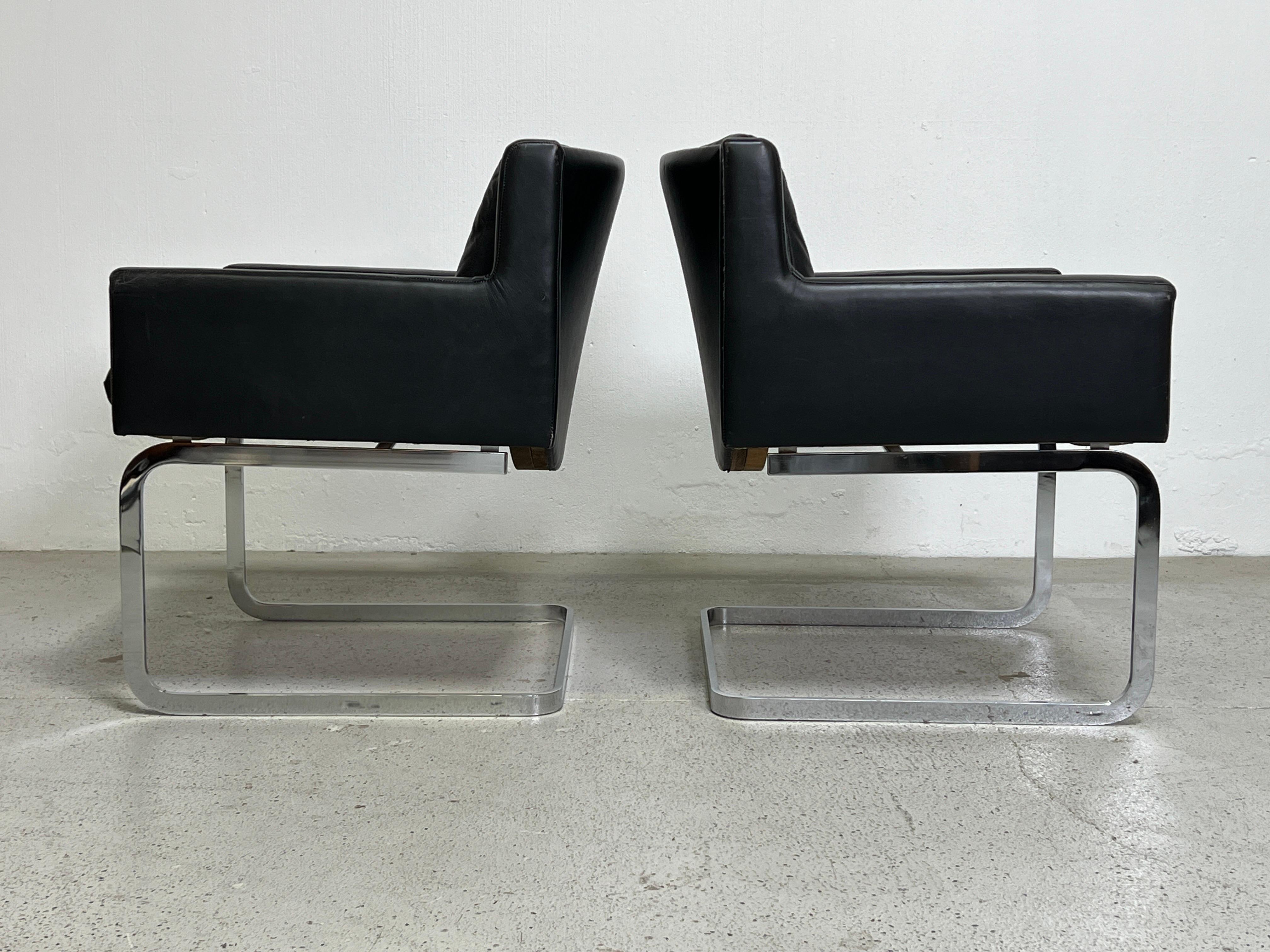Paire de chaises en cuir de Robert Haussmann pour Stendig Bon état - En vente à Dallas, TX