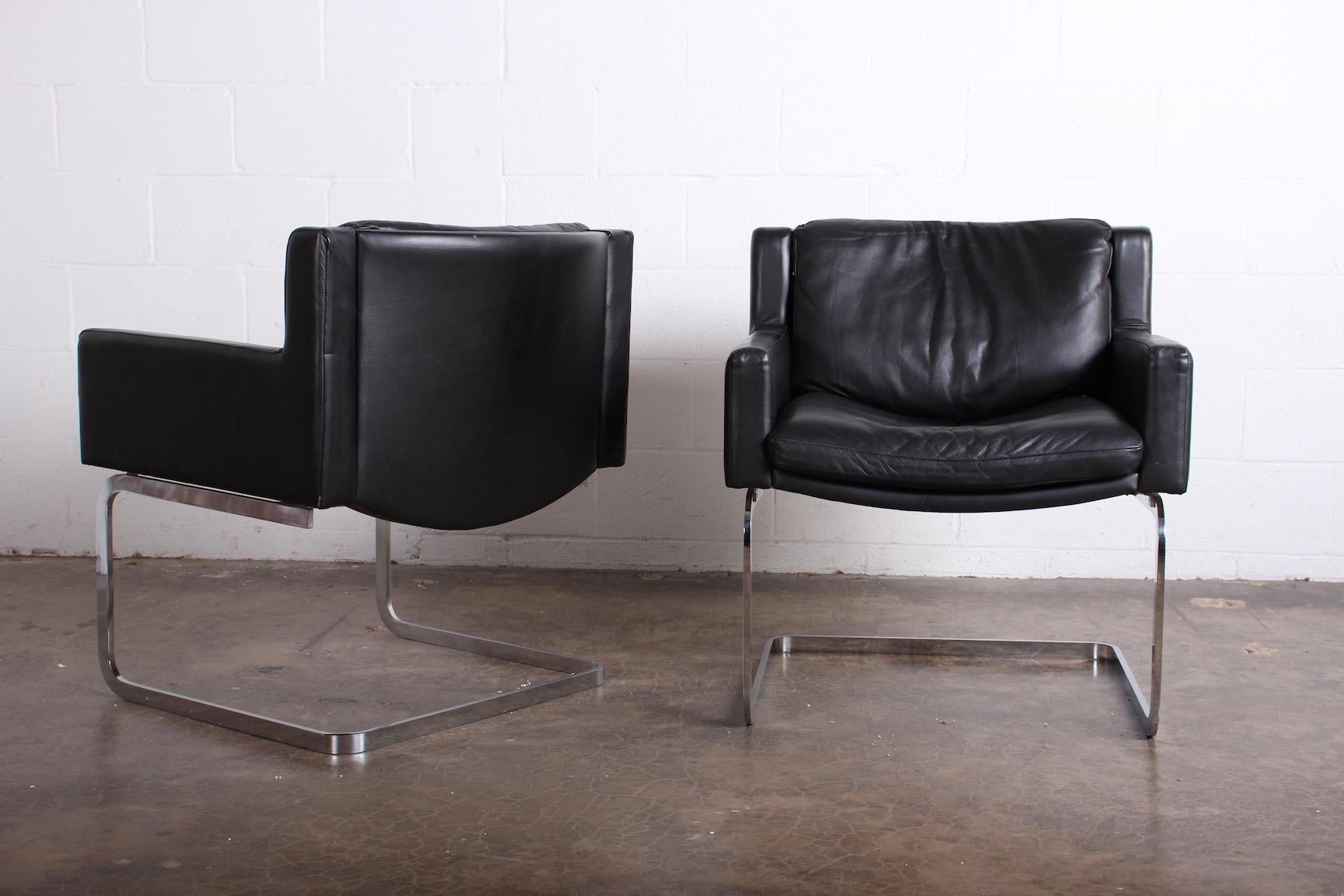 Pair of Leather Chairs by Robert Haussmann for Stendig In Good Condition In Dallas, TX