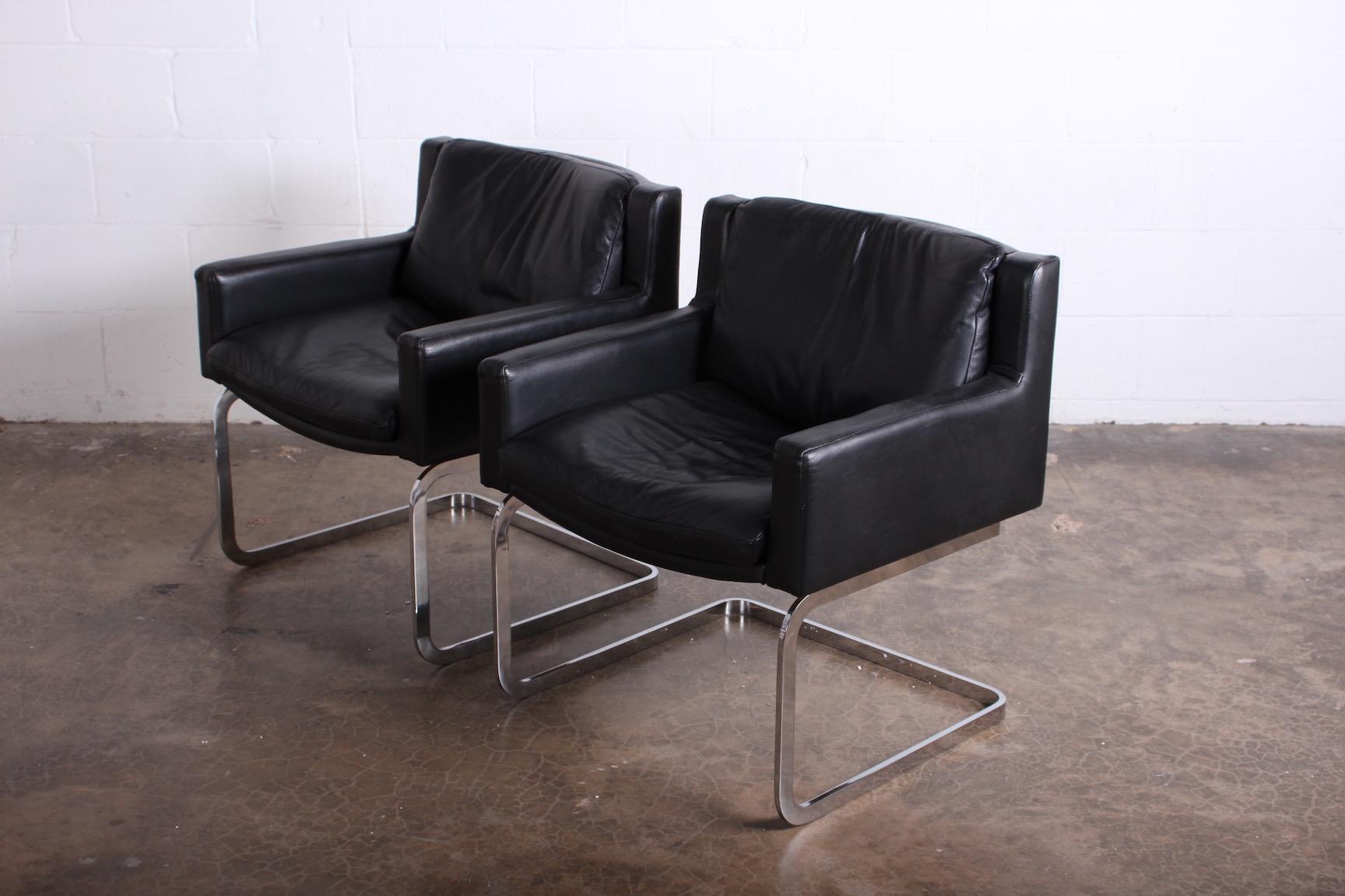 Pair of Leather Chairs by Robert Haussmann for Stendig 1