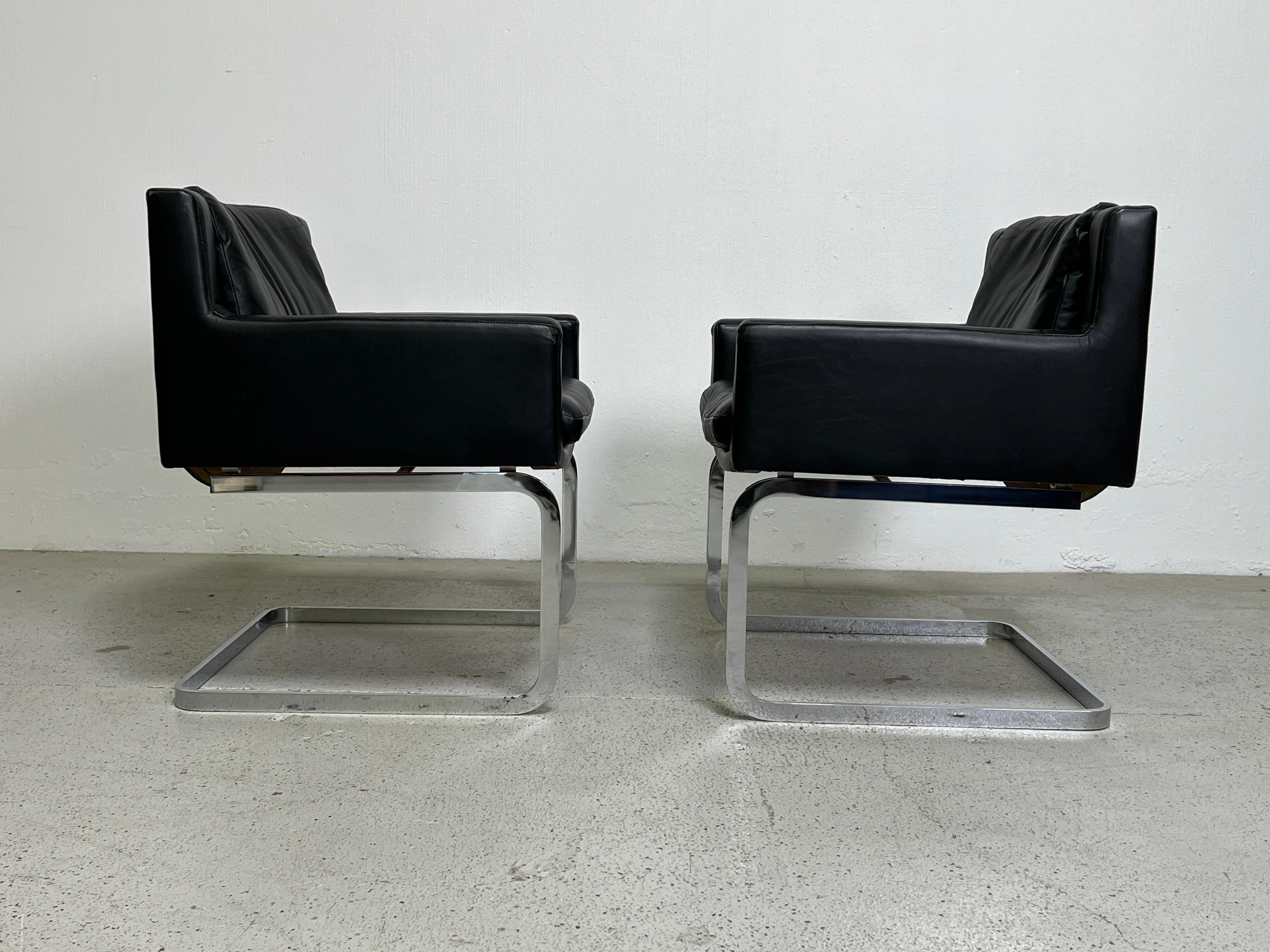 Paire de chaises en cuir de Robert Haussmann pour Stendig en vente 2