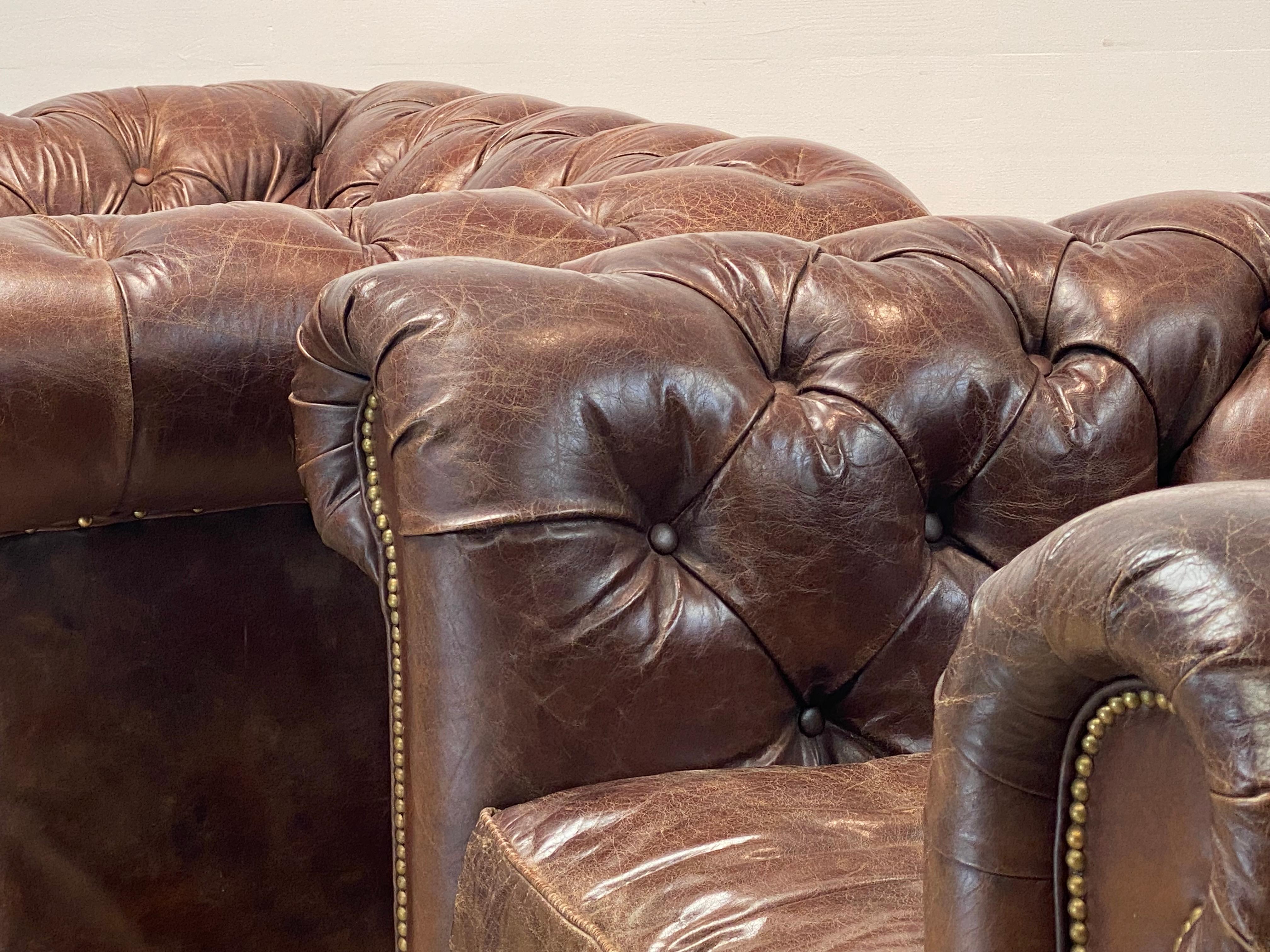Pair of Leather Chesterfield Chairs For Sale 7