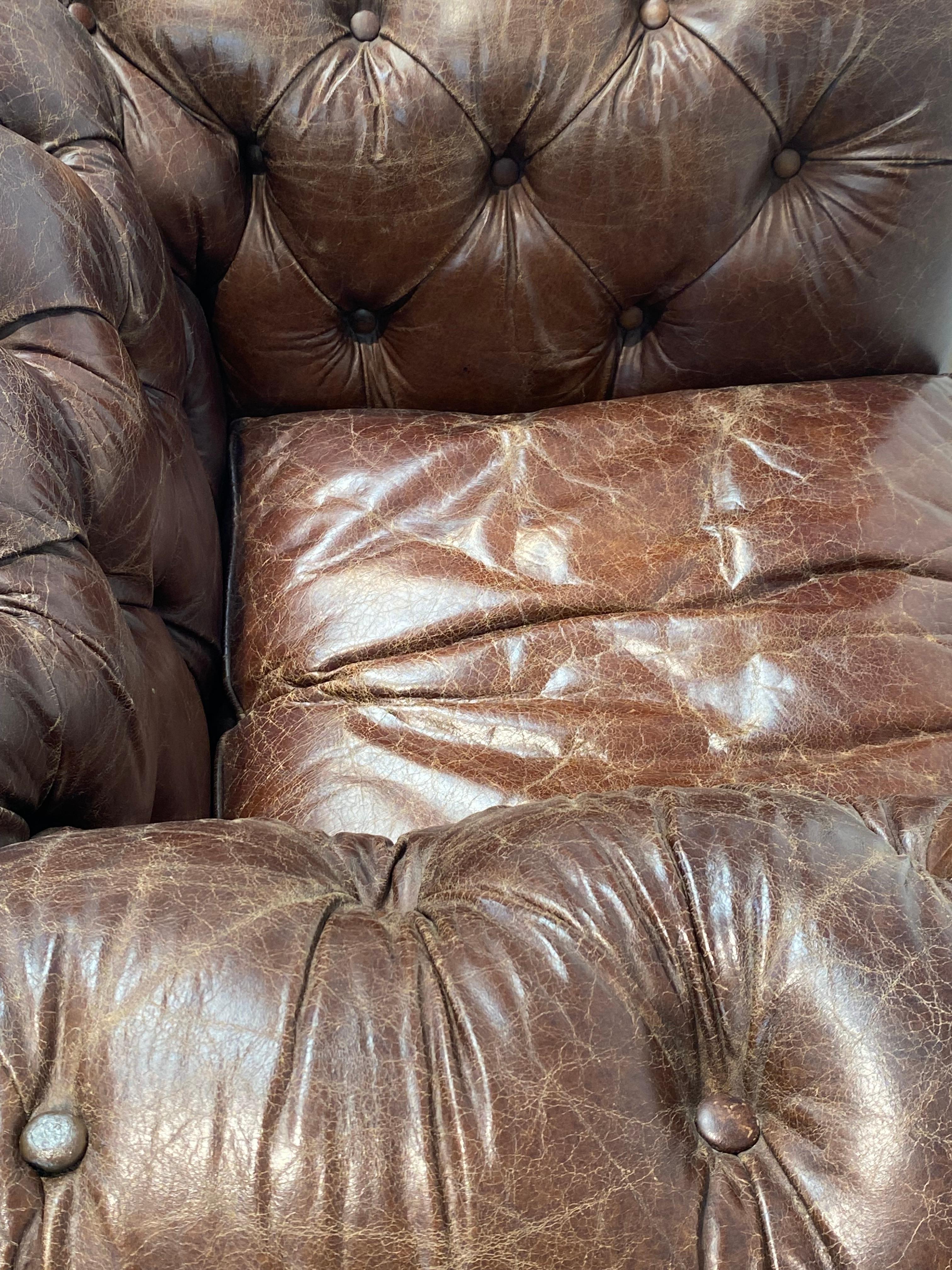 Pair of Leather Chesterfield Chairs For Sale 12