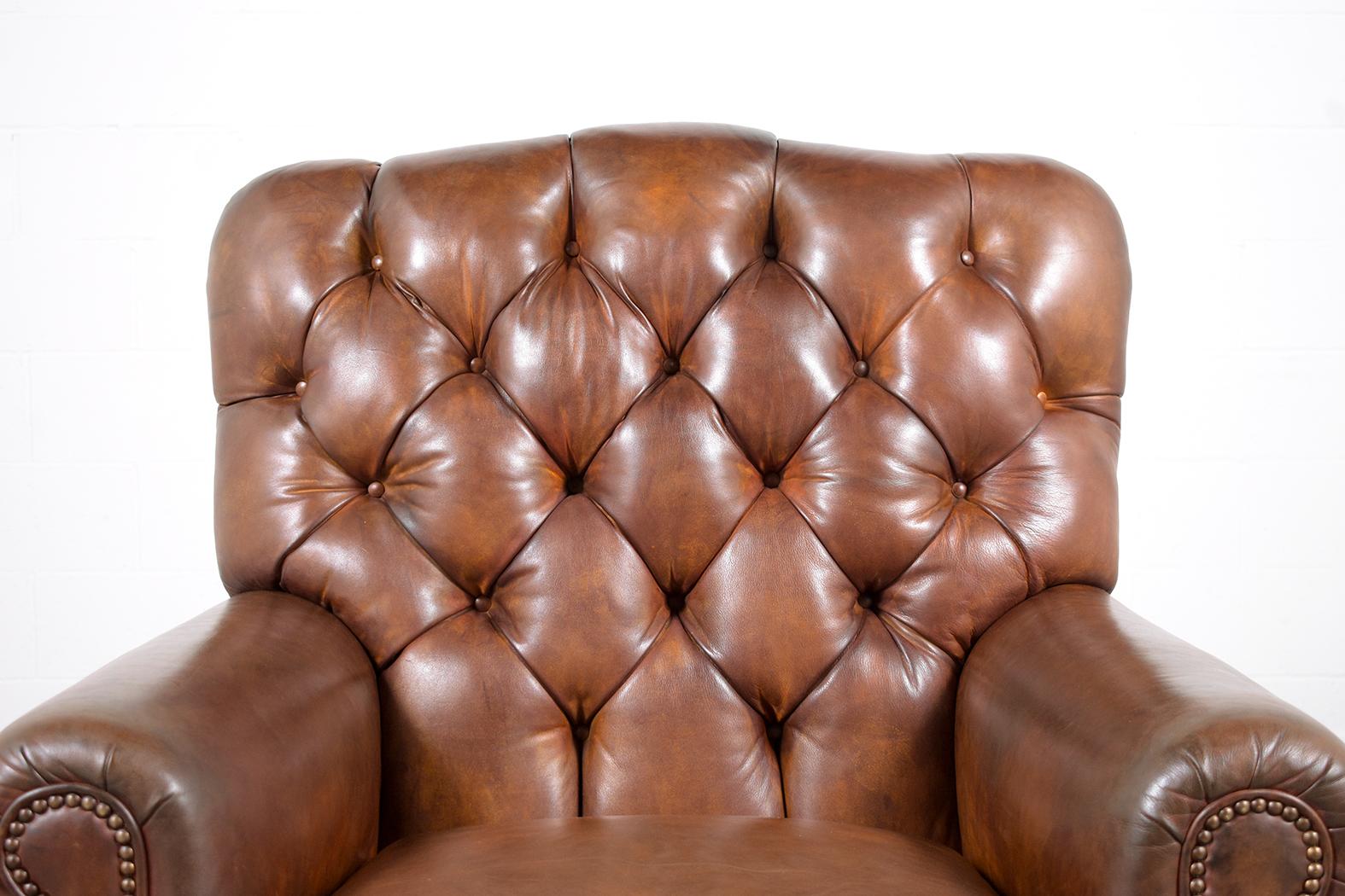 American Vintage Pair of Leather Chesterfield Chairs