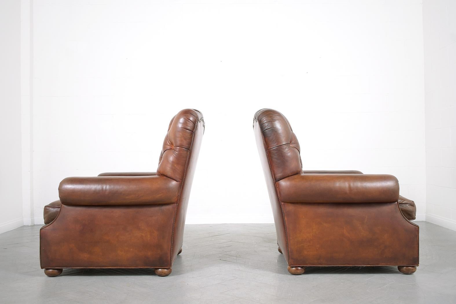 Vintage Pair of Leather Chesterfield Chairs 3