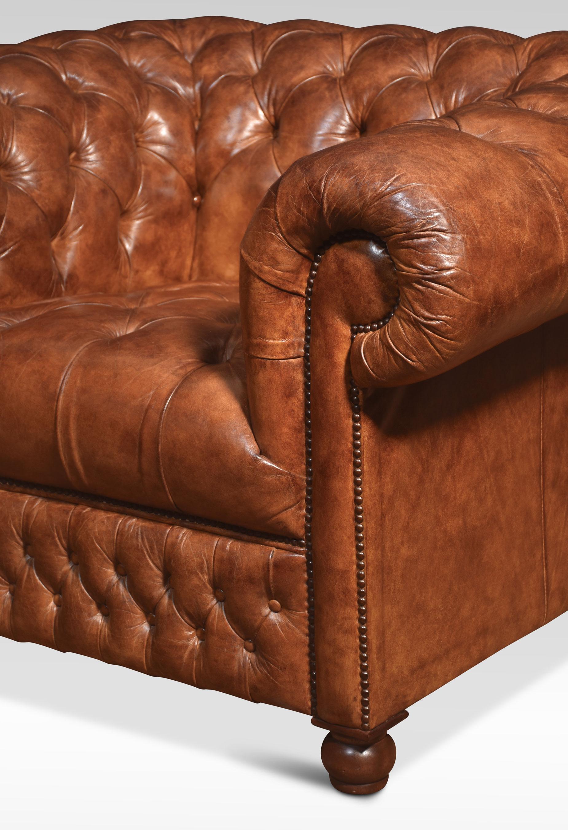 British Pair of leather Chesterfield Club Chairs For Sale