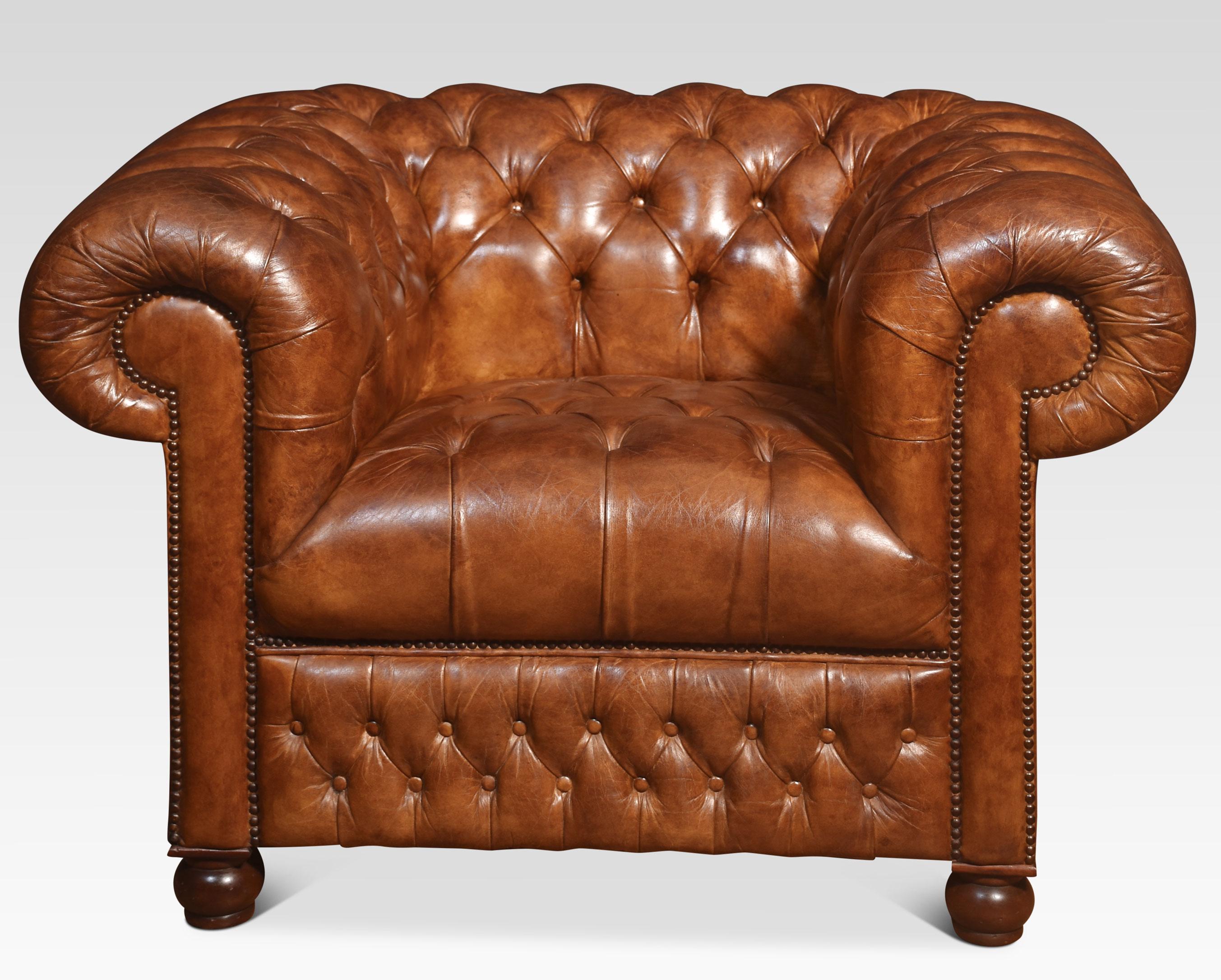 20th Century Pair of leather Chesterfield Club Chairs For Sale