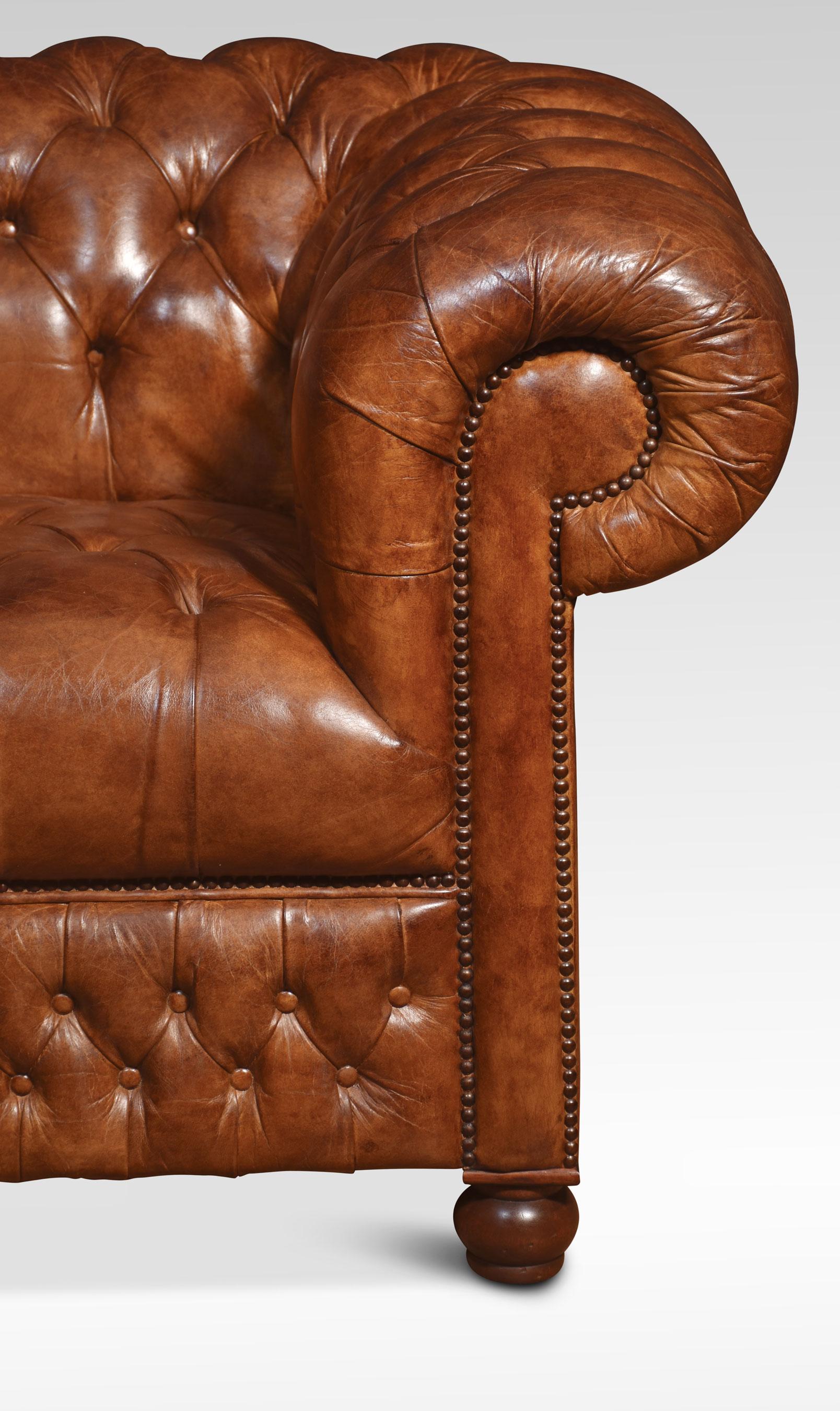 Leather Pair of leather Chesterfield Club Chairs For Sale