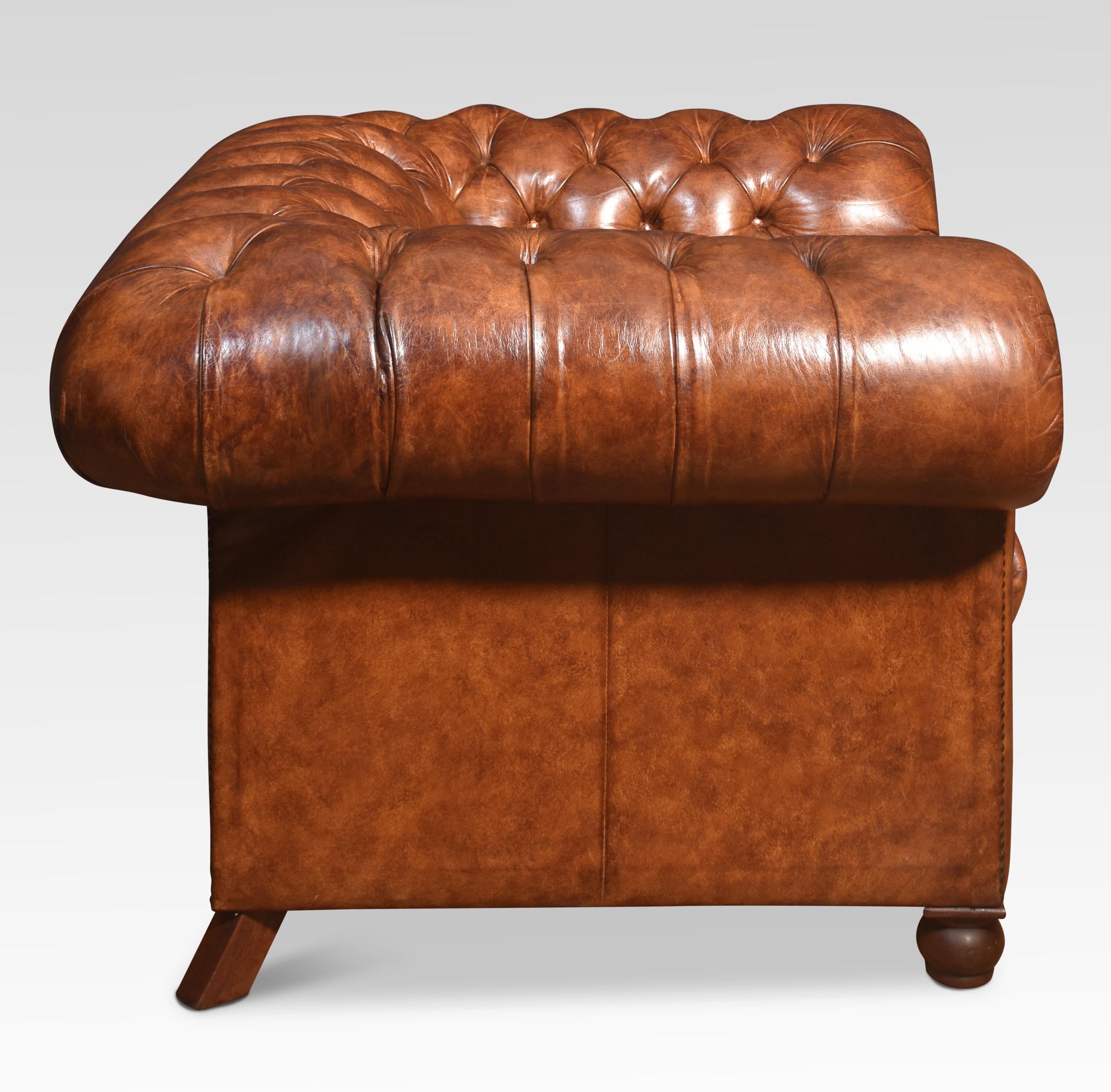 Pair of leather Chesterfield Club Chairs For Sale 1