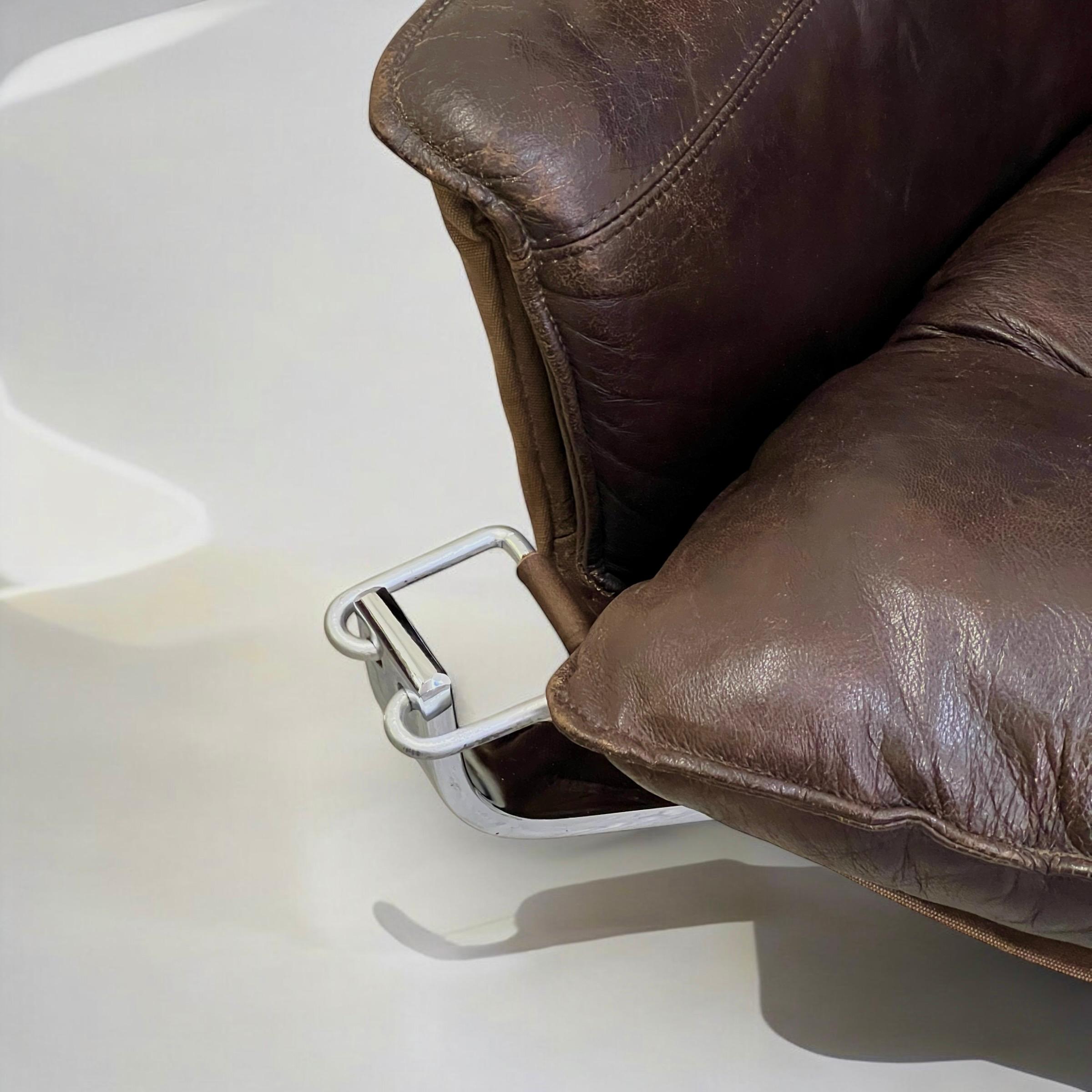 Pair Of Leather & Chrome Falcon Armchairs Designed By Sigurd Ressell (1920-2010) 6