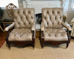 Pair of Leather  " Cigar Chairs "
