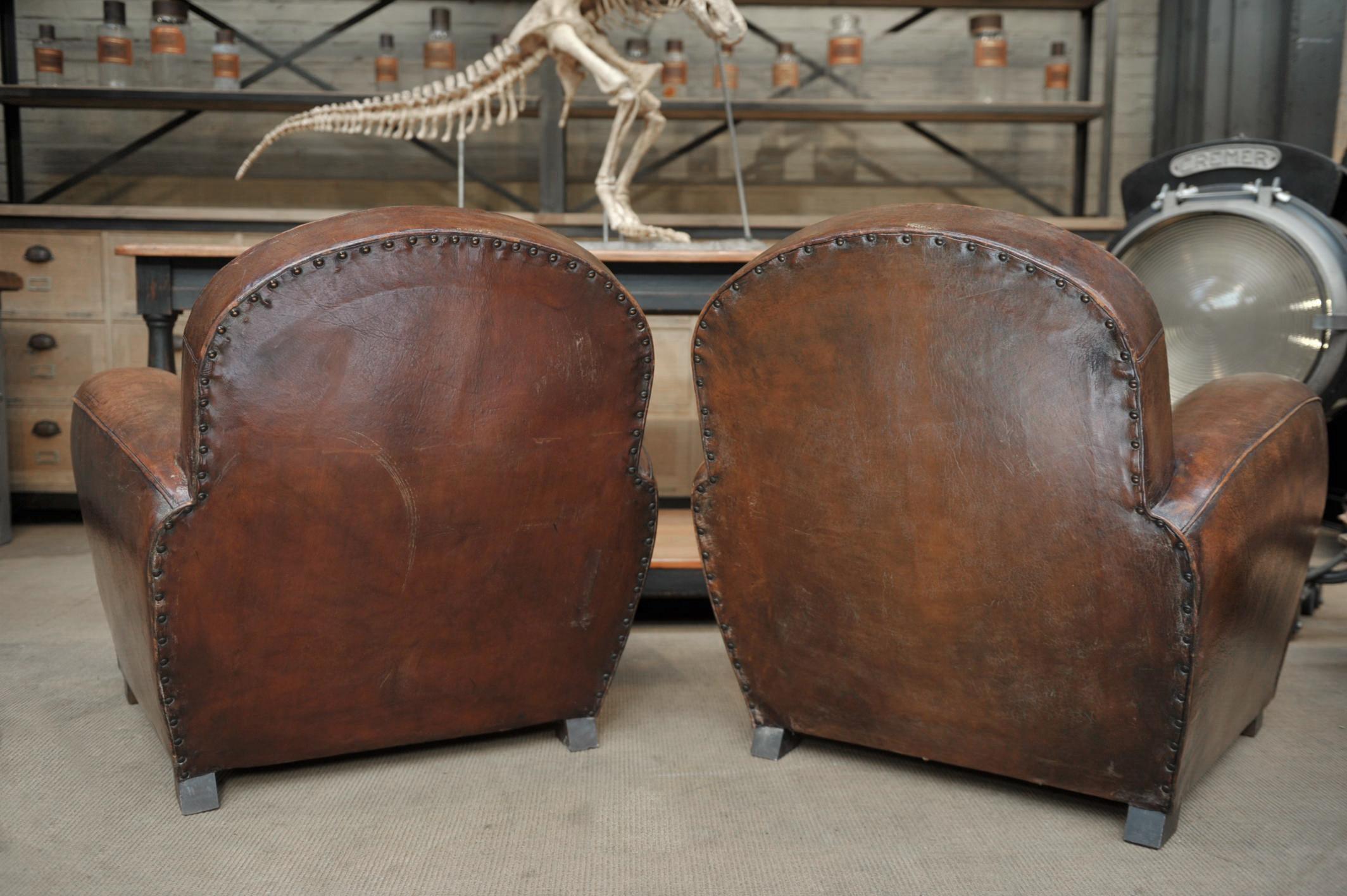 Pair of Leather Club Chairs, 1950s 1