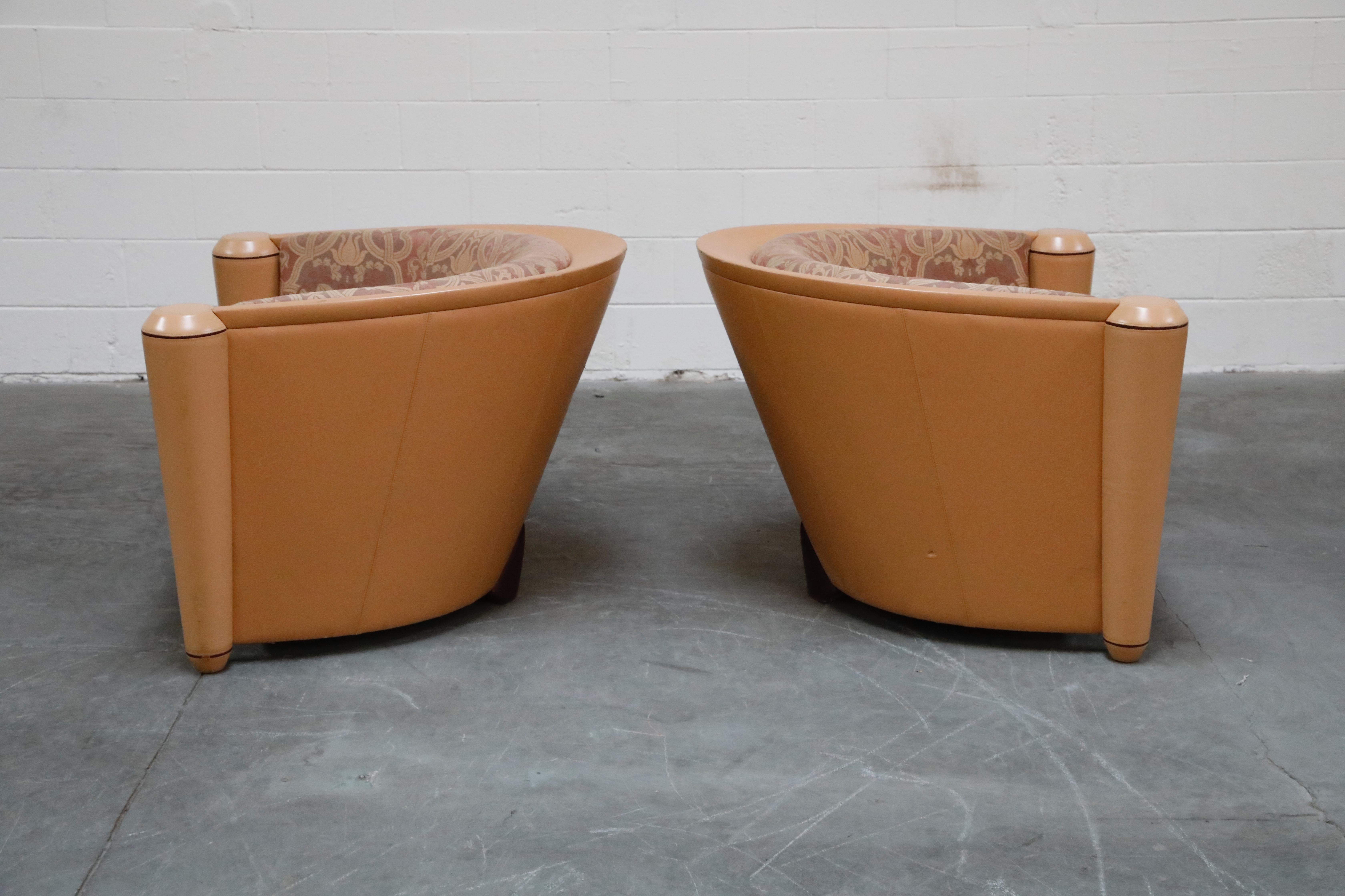 Italian Pair of 'Marnie' Leather Club Chairs by Adam Tihany for i4 Mariani, Italy 1987