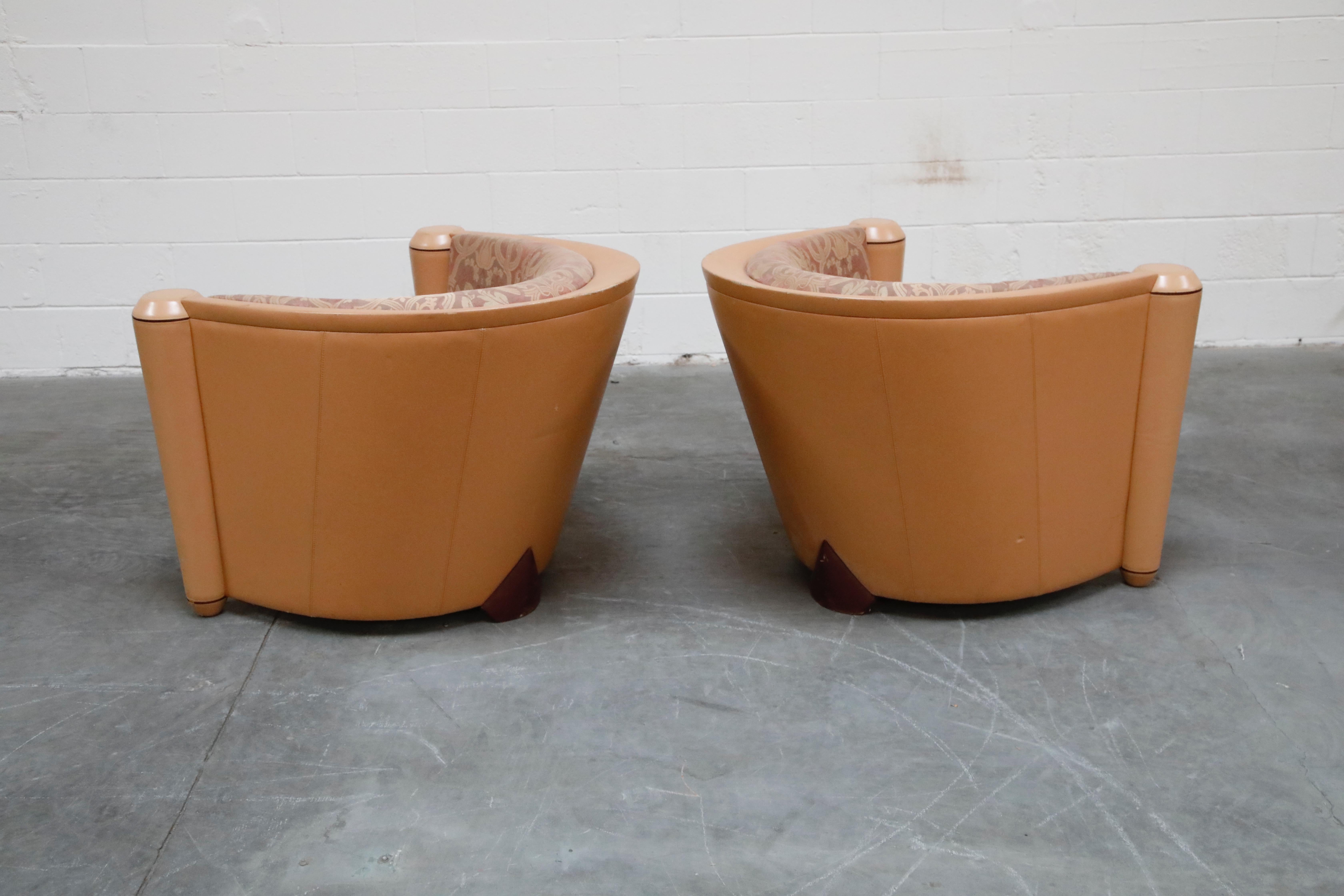 Late 20th Century Pair of 'Marnie' Leather Club Chairs by Adam Tihany for i4 Mariani, Italy 1987