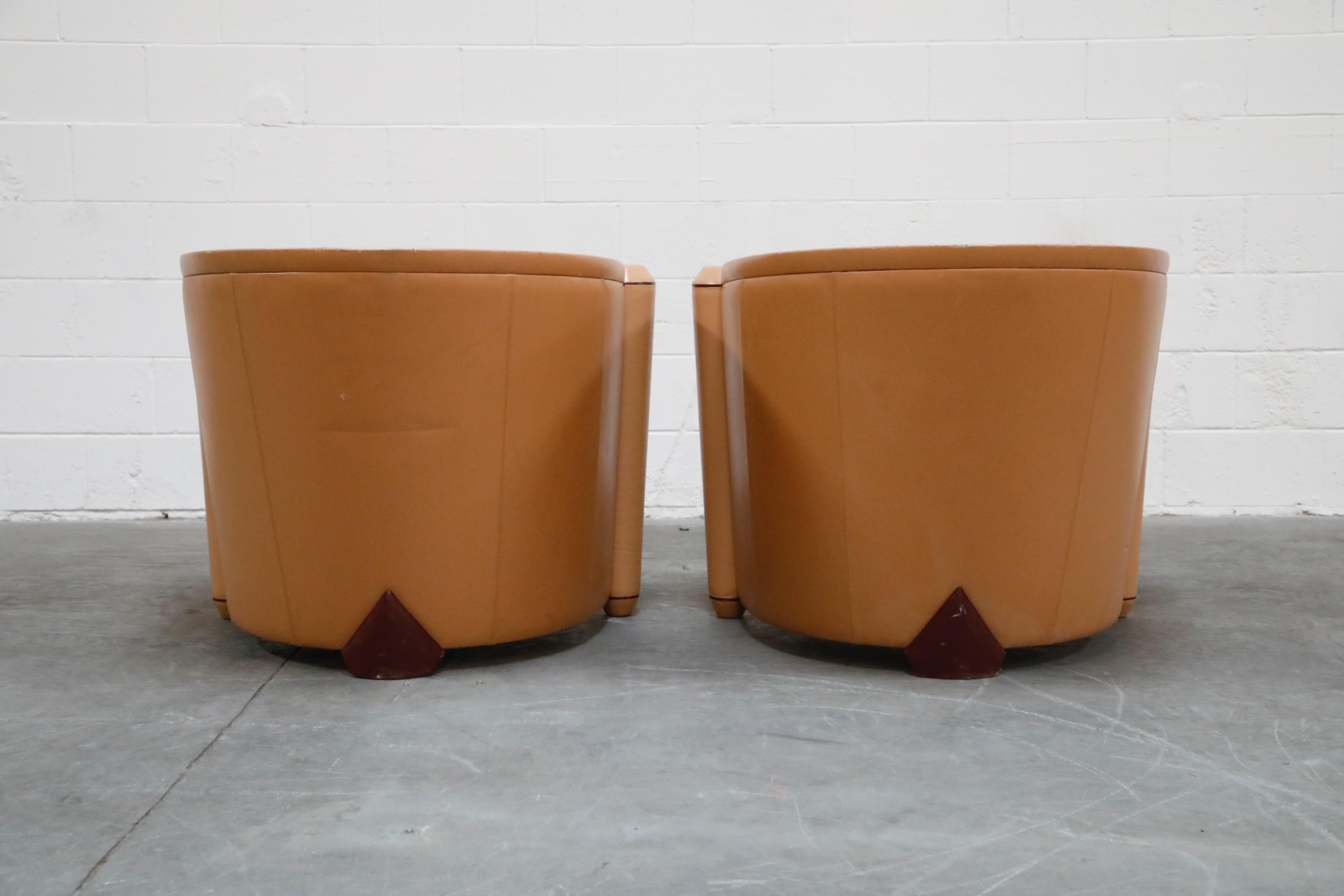 Pair of 'Marnie' Leather Club Chairs by Adam Tihany for i4 Mariani, Italy 1987 1