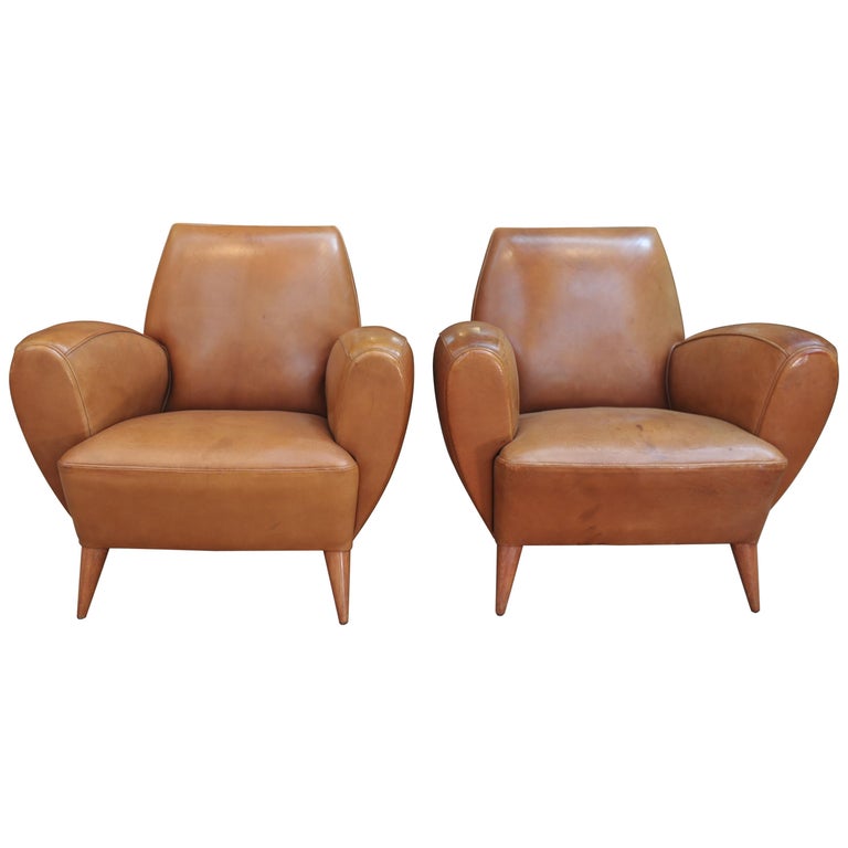 Pair of Leather Club Chairs by Erton Paris, 1950 1