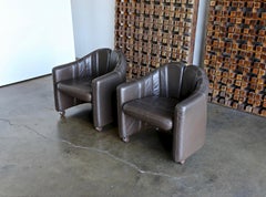 Pair of Leather Club Chairs by Exklusiv Furniture of Costa Rica, circa 1975
