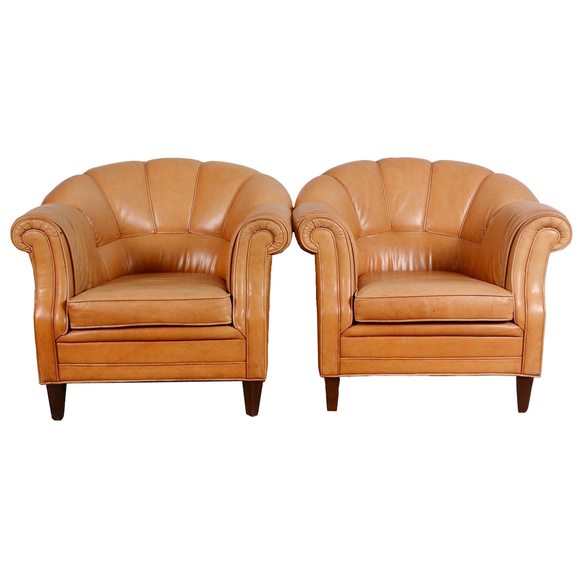 Pair of Leather Club Chairs D425