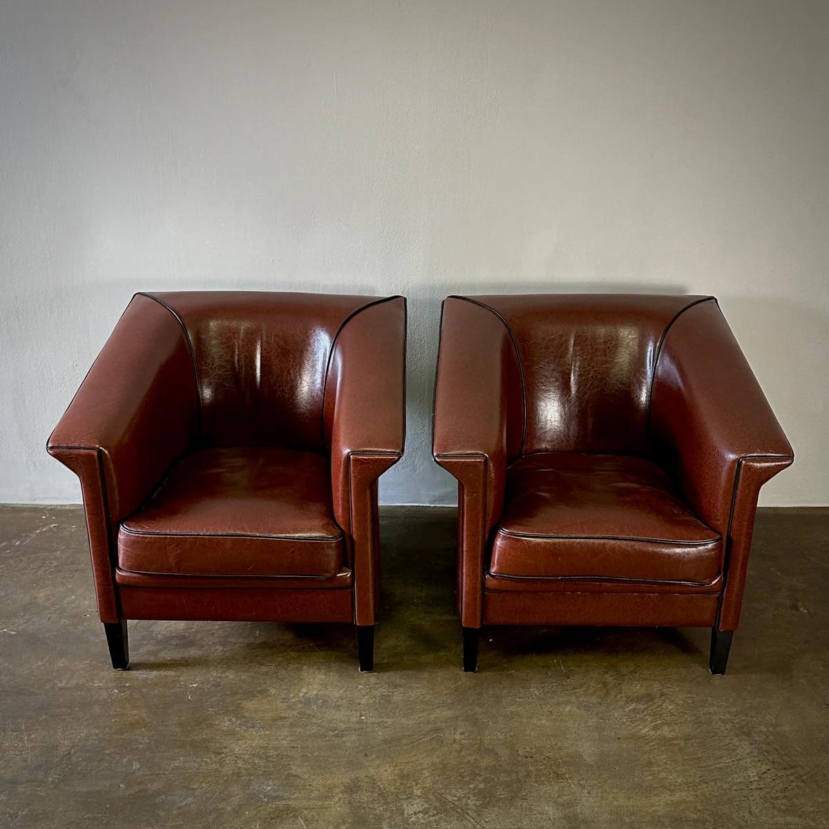 Pair of Leather Club Chairs 1