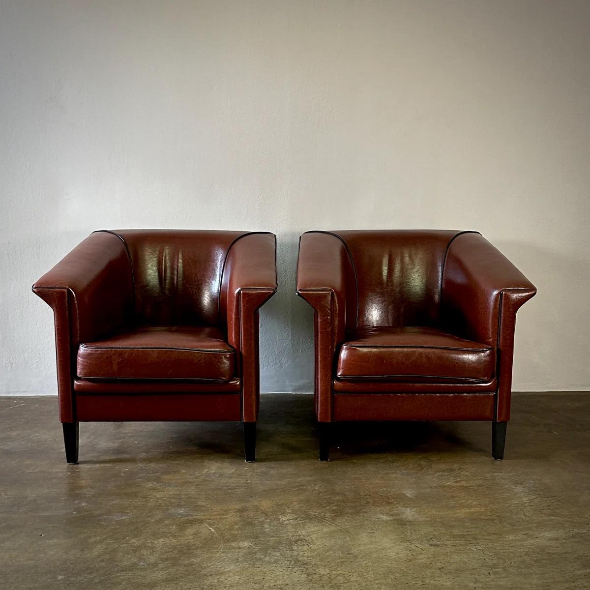 Pair of Leather Club Chairs 2