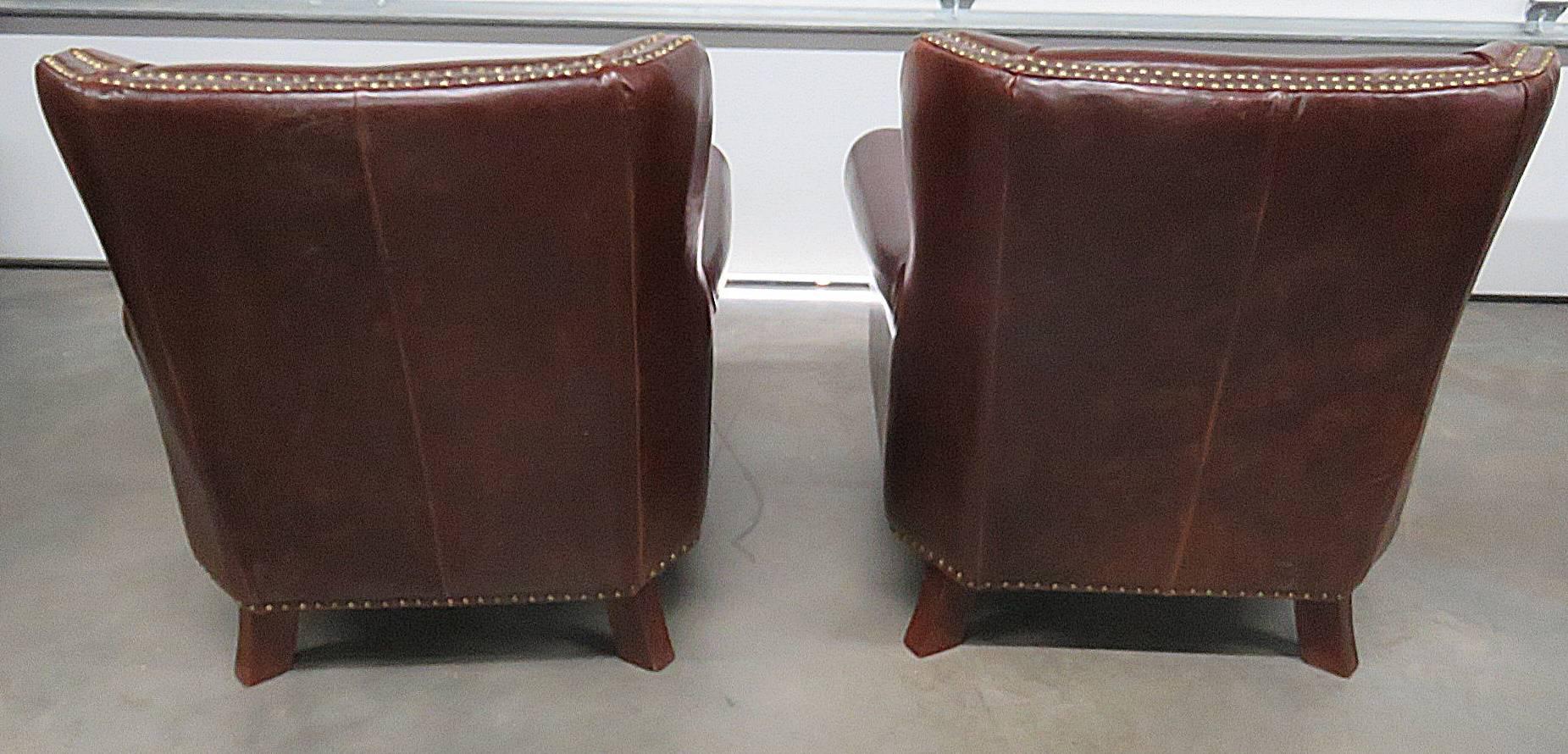 Pair of Leather Club Chairs 1
