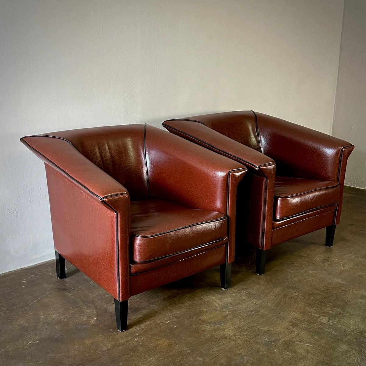 Pair of Leather Club Chairs 3