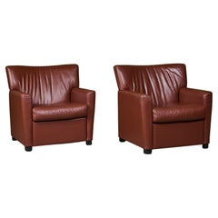Coppia di sedie da salotto Club in pelle di Metropolitan Furniture Co.