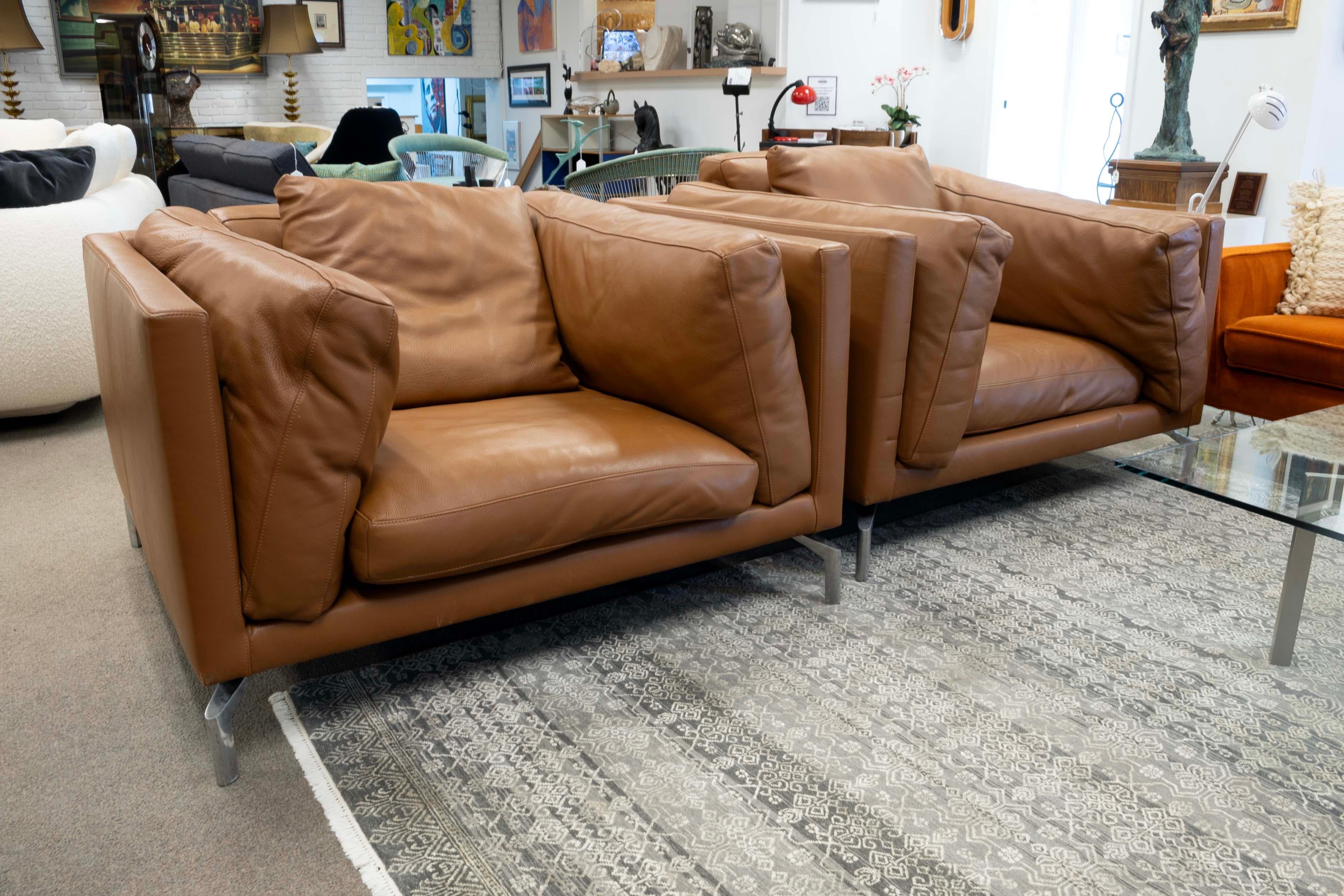 Pair of Leather Comolino Armchairs by Giorgio Soressi Contemporary Modern 5