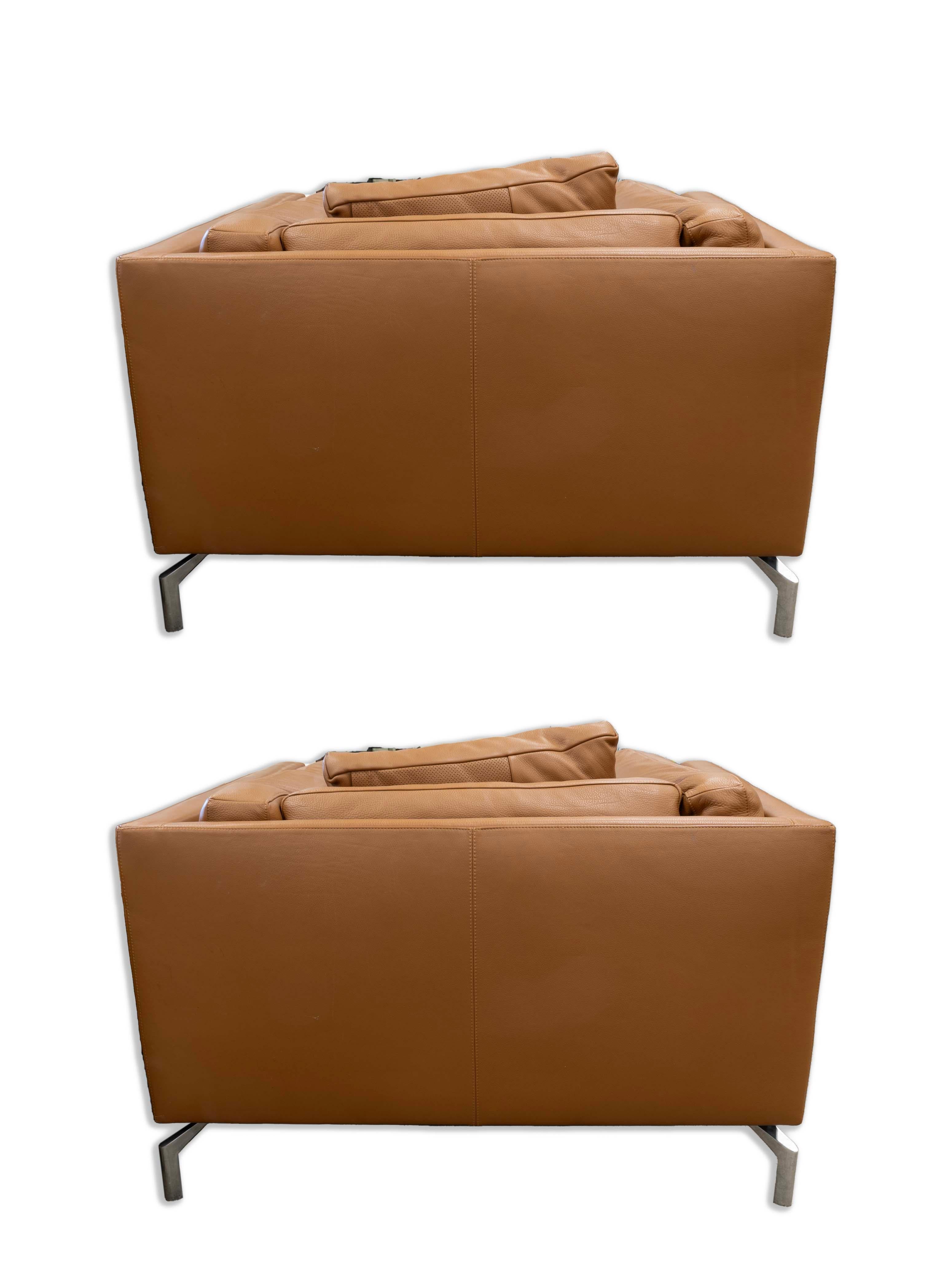 Unknown Pair of Leather Comolino Armchairs by Giorgio Soressi Contemporary Modern
