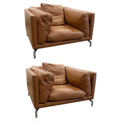 Pair of Leather Comolino Armchairs by Giorgio Soressi Contemporary Modern