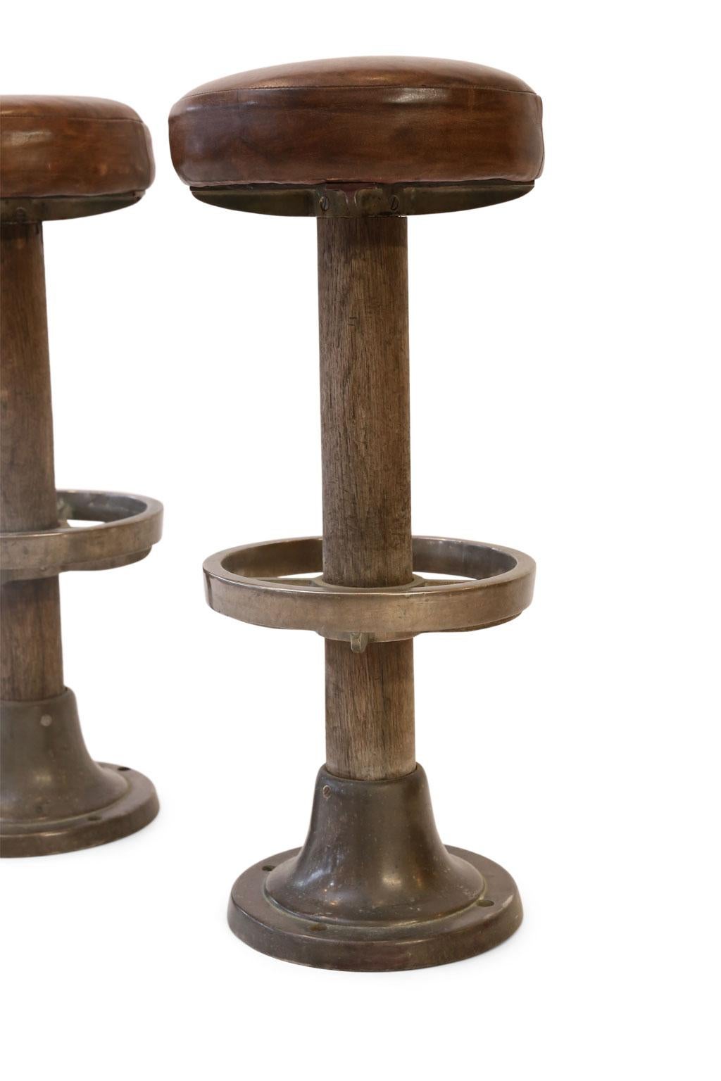 Pair of Leather-Covered Barstools 7