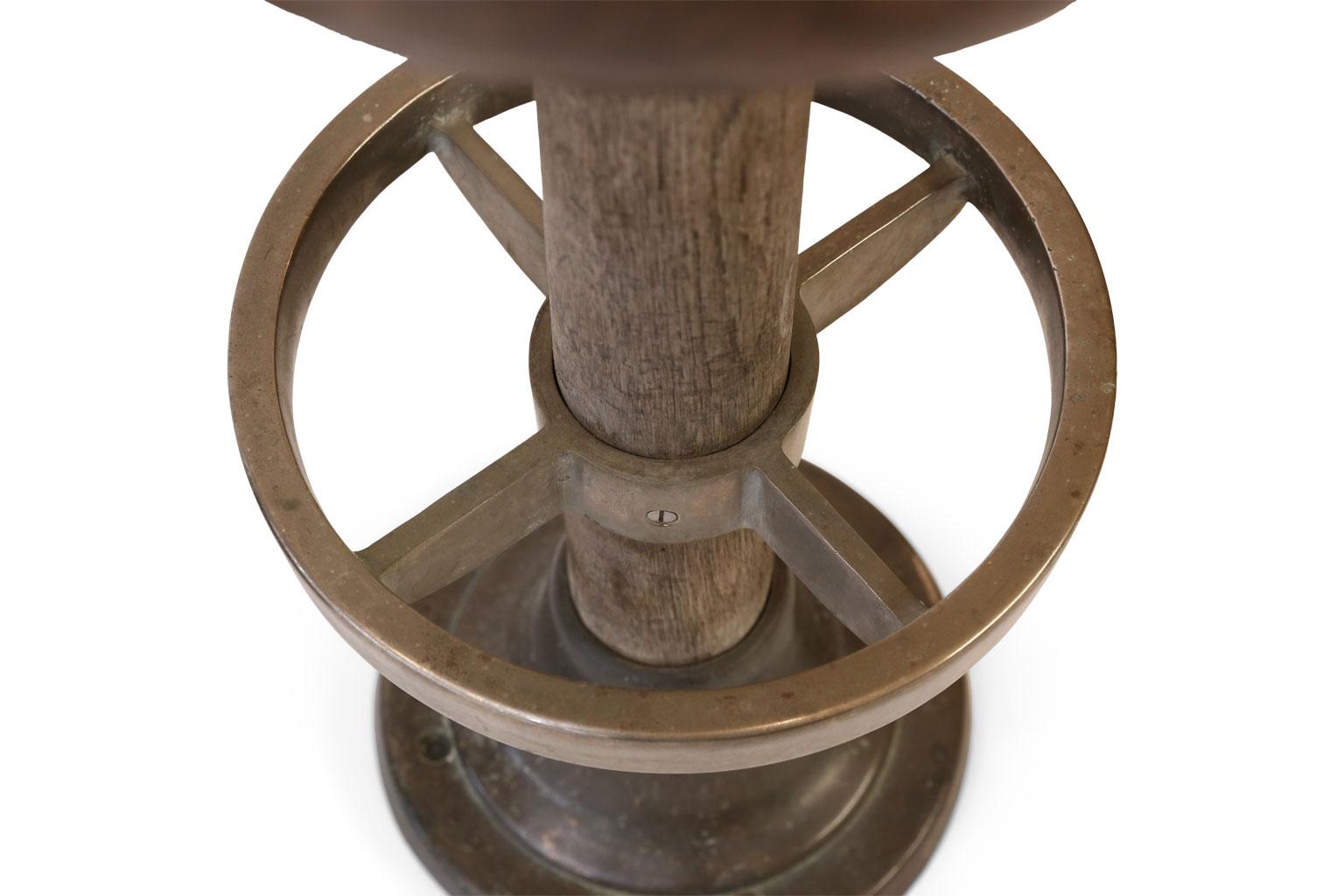 Bronze Pair of Leather-Covered Barstools