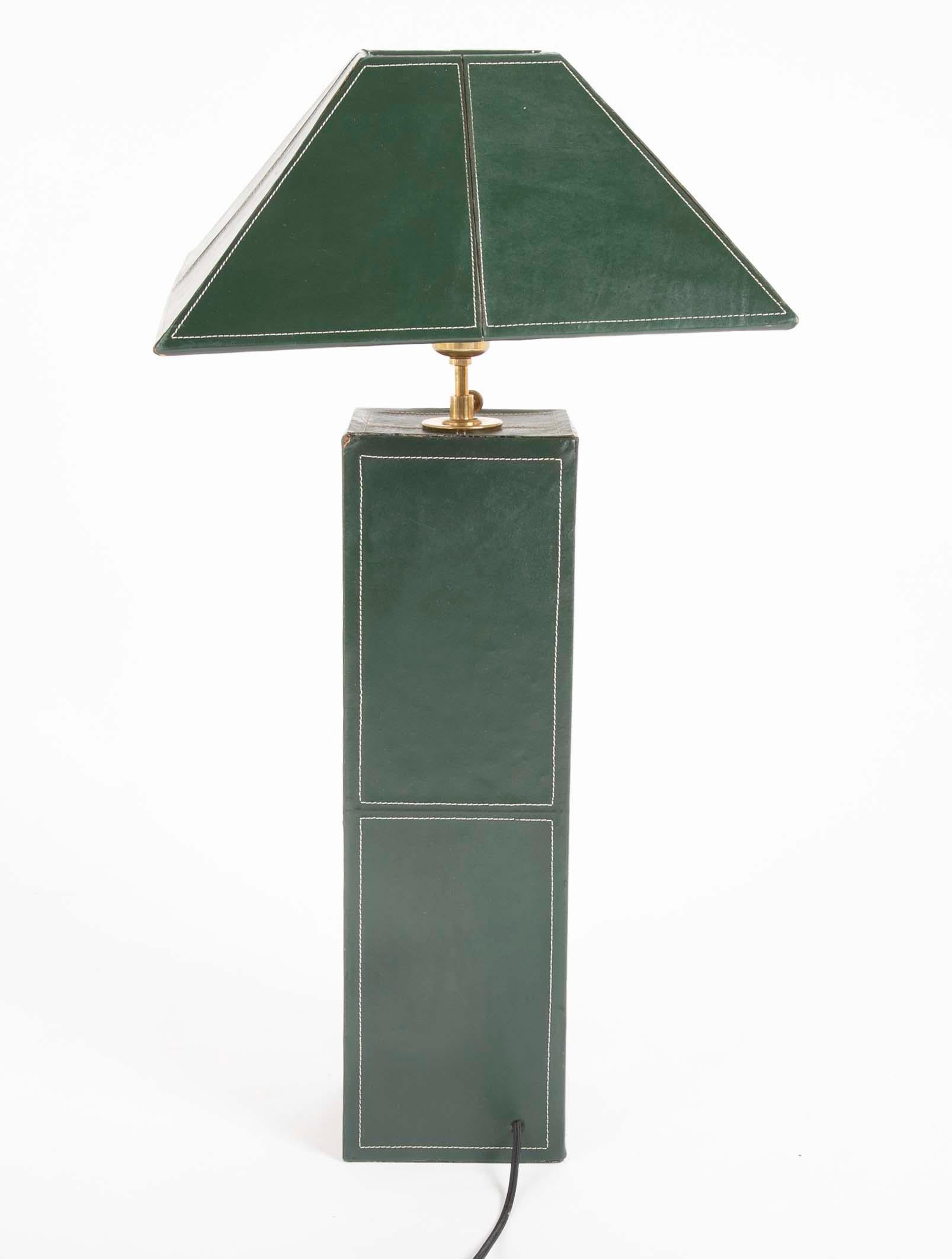 Pair of Leather Covered Lamps in the Manner of Jacques Adnet 3