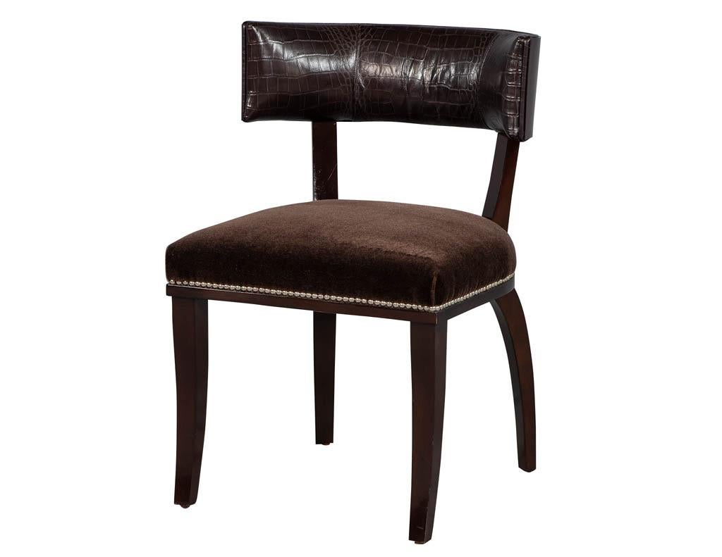 Pair of Leather Curved Back Side Chairs 4