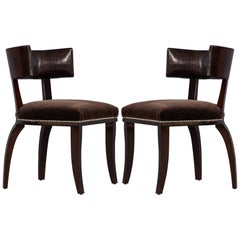 Pair of Leather Curved Back Side Chairs