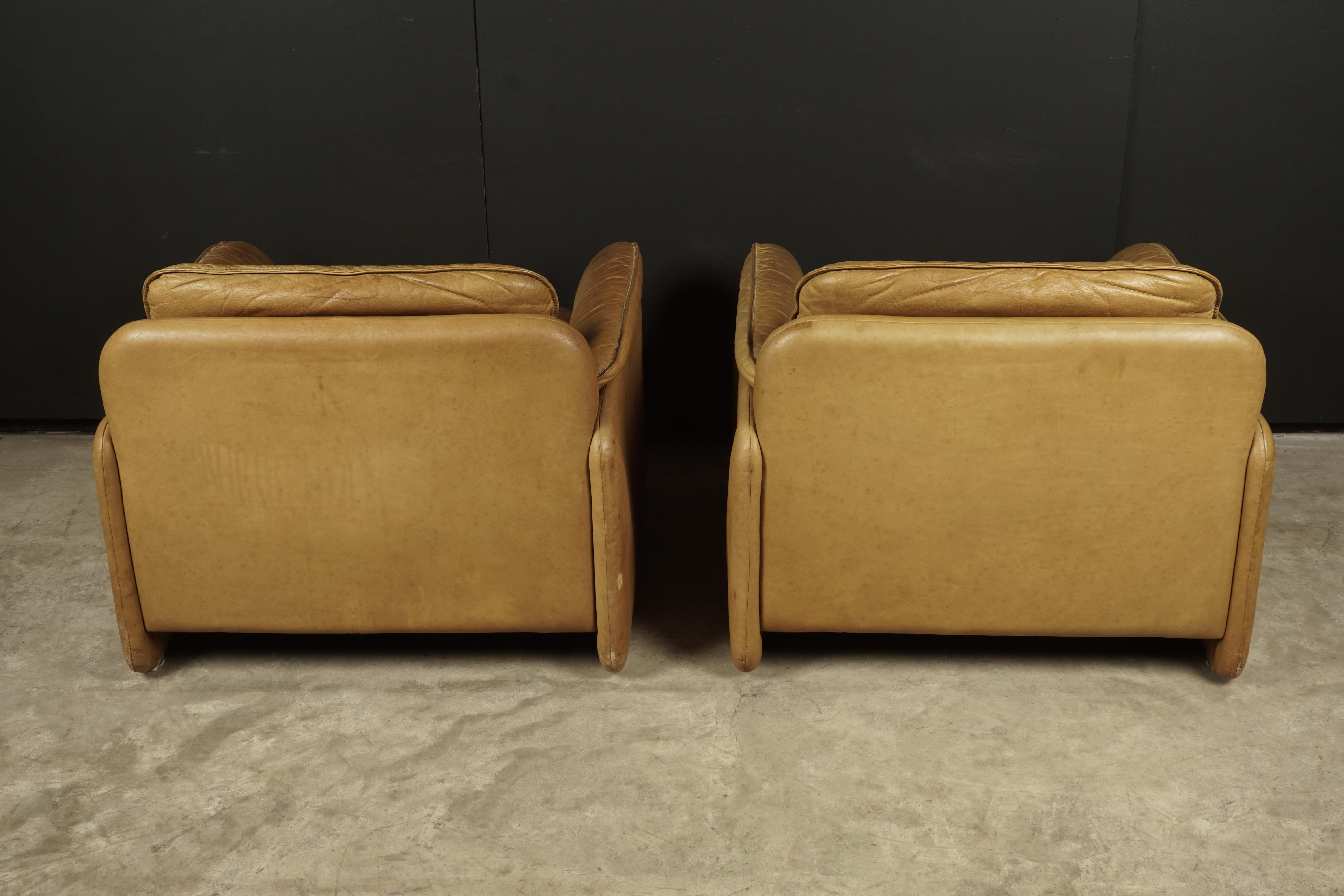 Late 20th Century Vintage Pair of Leather DS61 De Sede Lounge Chairs, from Switzerland, circa 1980
