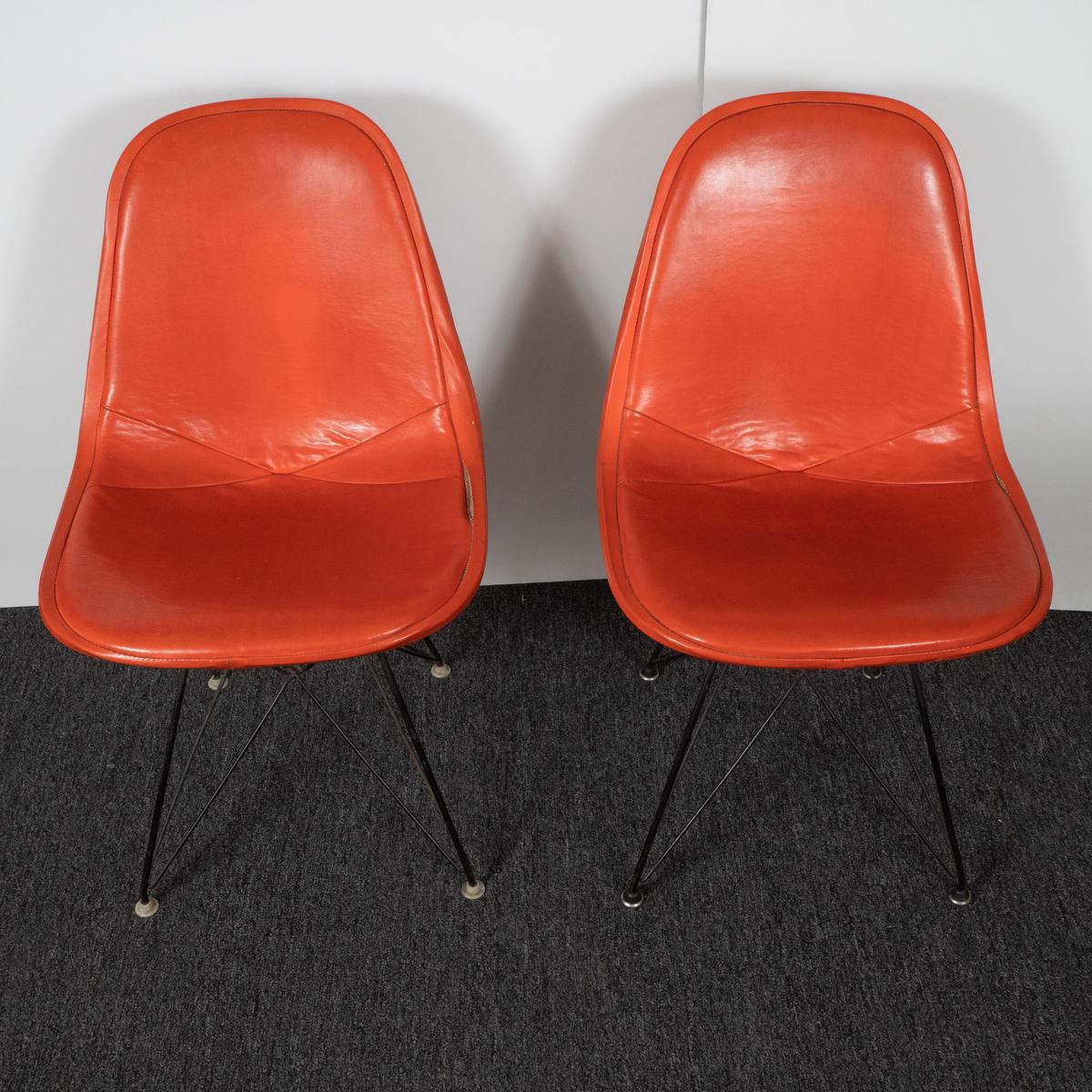 Pair of Leather Eames DKX-1 Side Chairs for Herman Miller For Sale 5