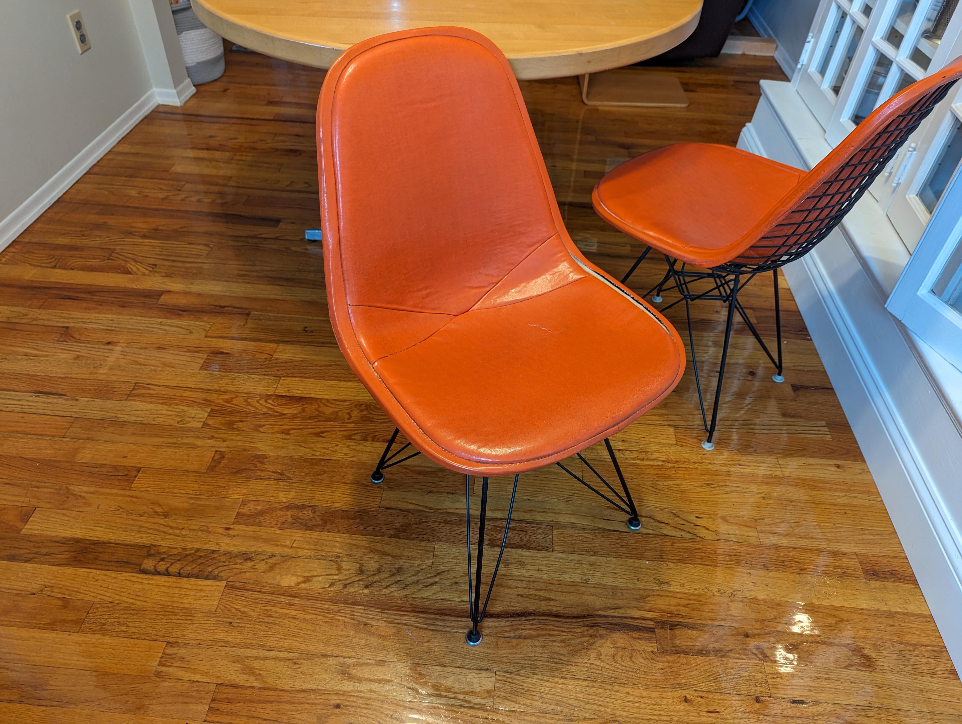 Pair of Leather Eames DKX-1 Side Chairs for Herman Miller For Sale 10