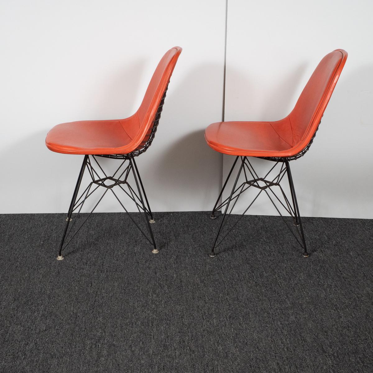 American Pair of Leather Eames DKX-1 Side Chairs for Herman Miller For Sale