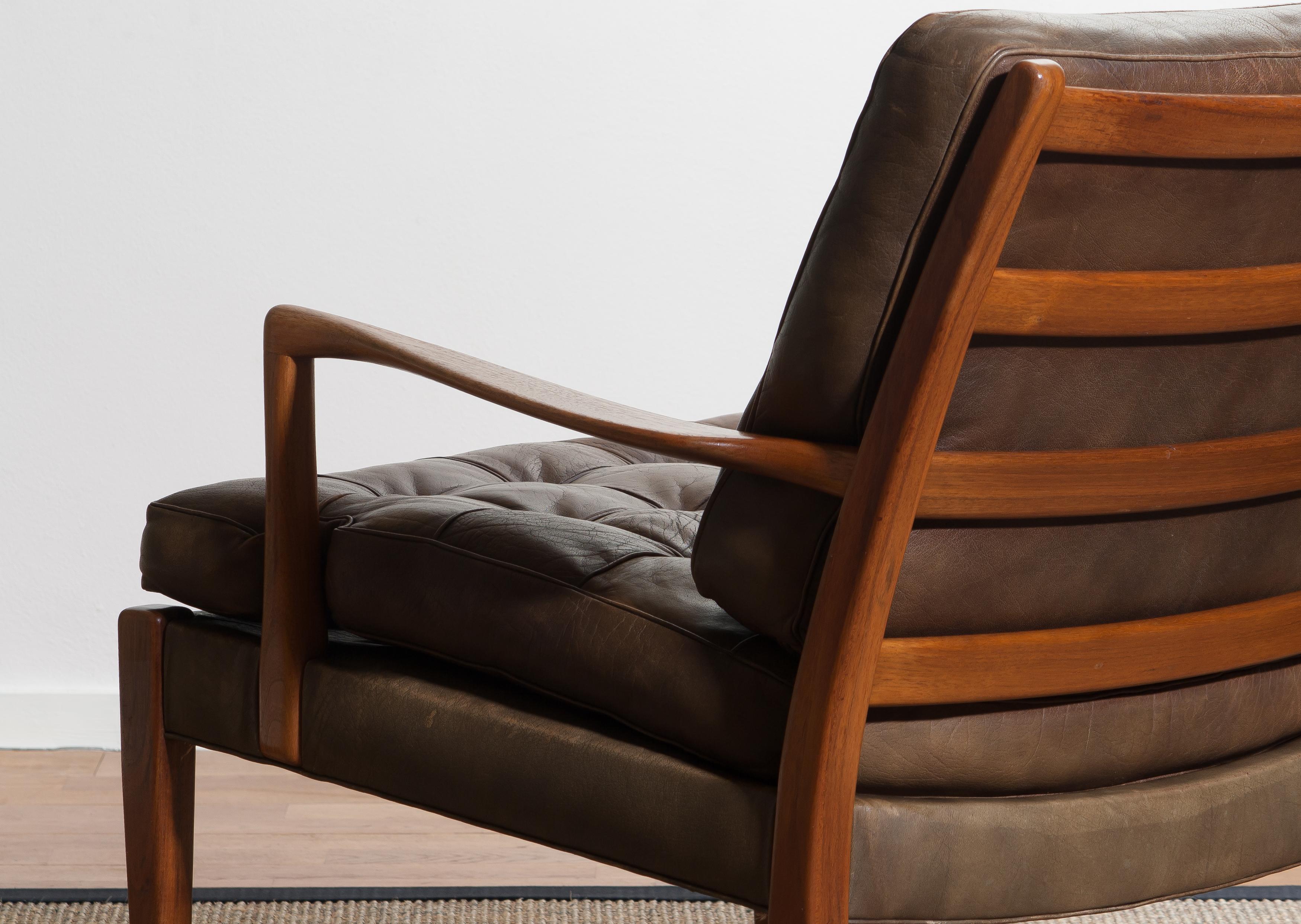 Pair of Leather Easy or Lounge Chairs Model 