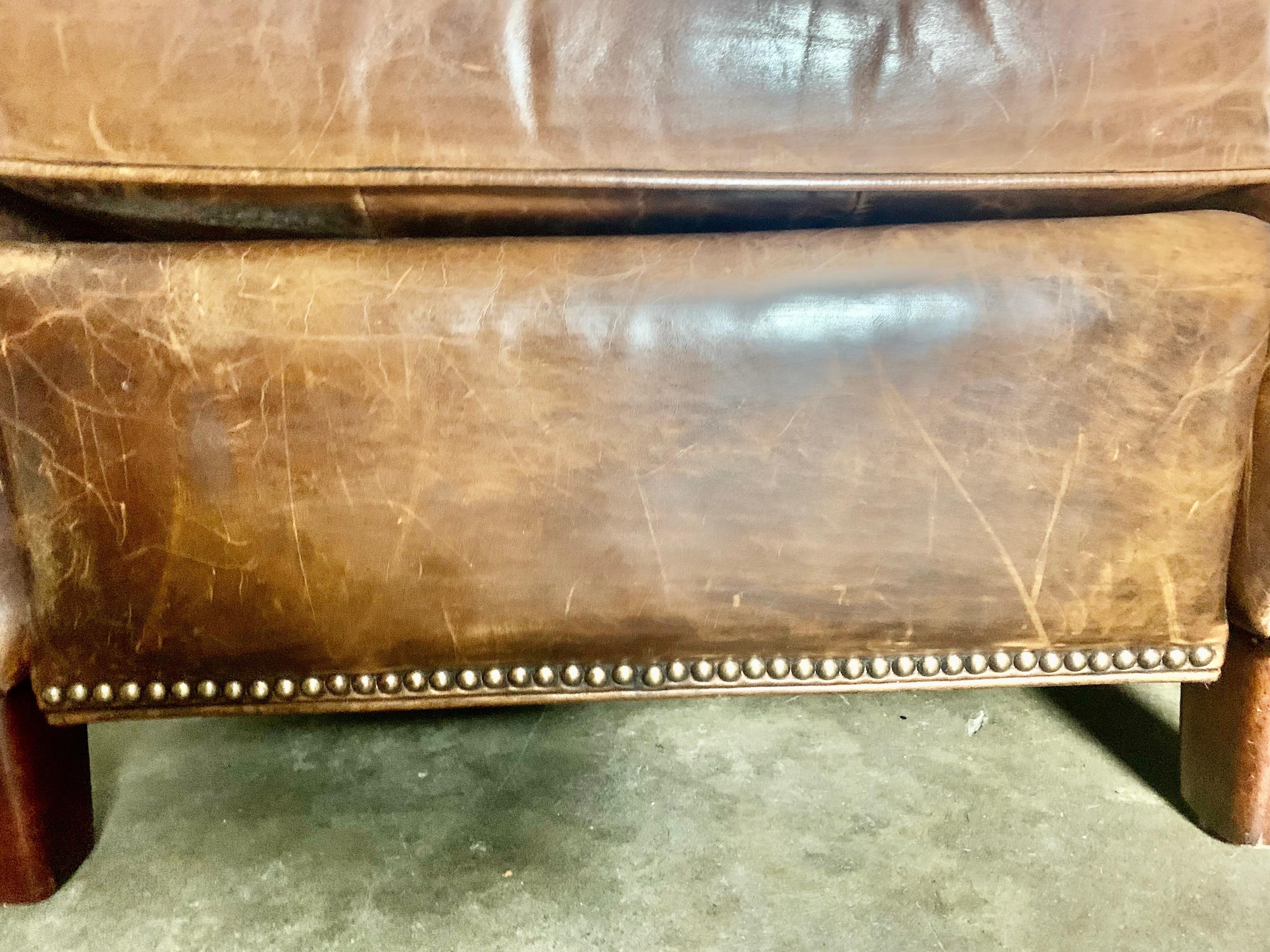 Pair of Leather Embossed Armchairs / Recliners, 20th Century 6
