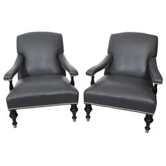 Pair of Leather English Reading Chairs