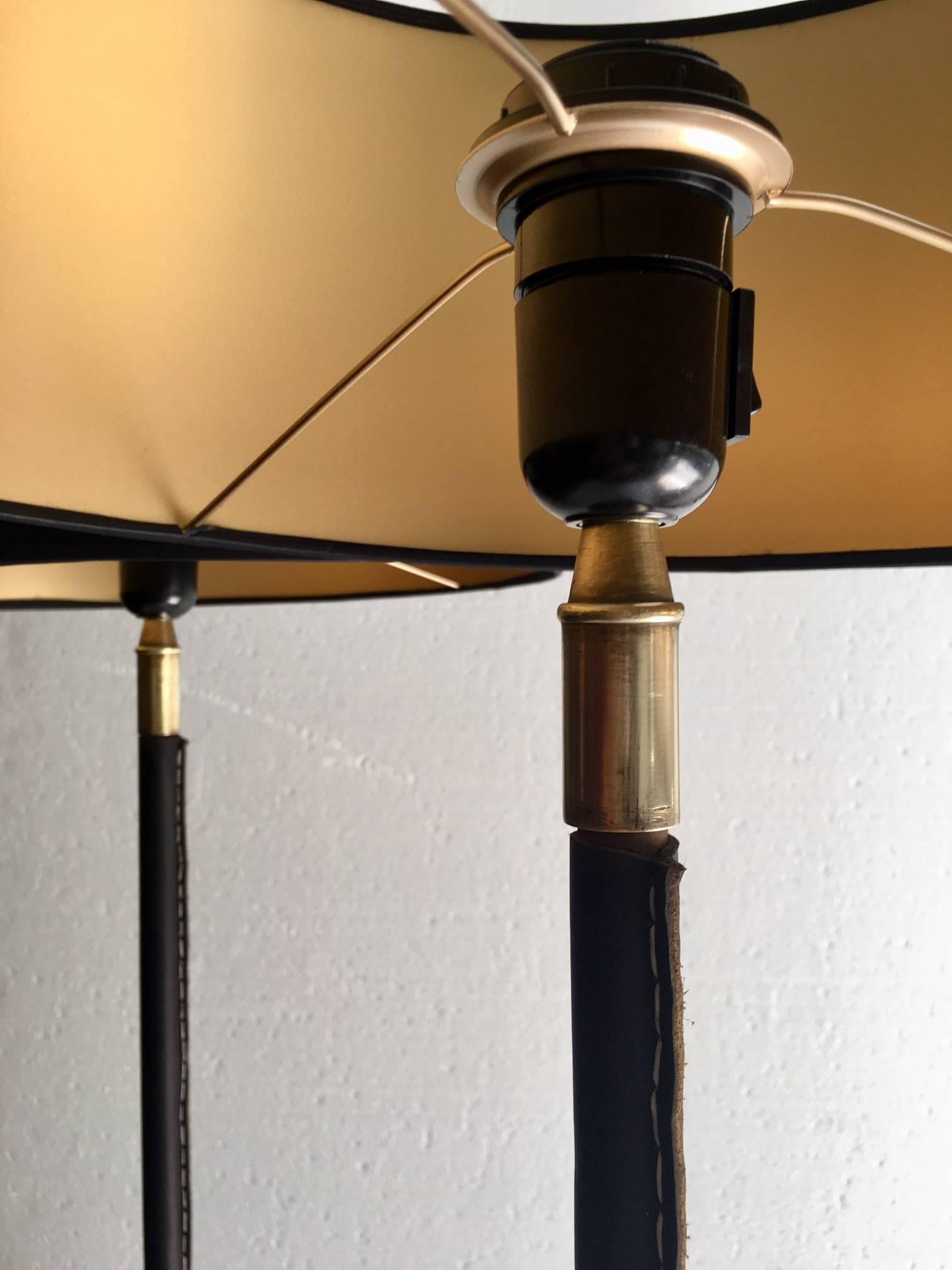 20th Century Pair of Leather Floor Lamps, J.Adnet Style